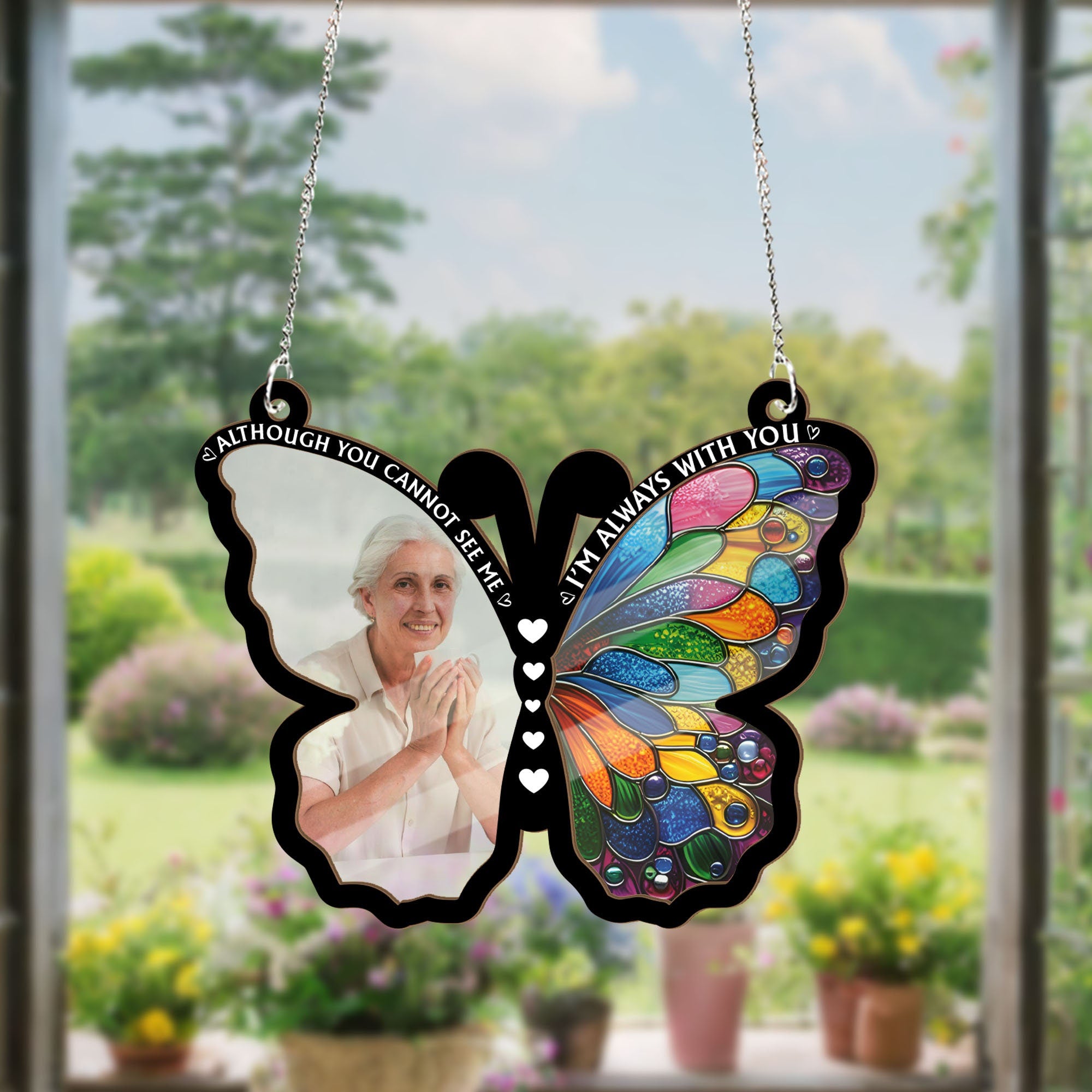 Personalized Photo Memorial Suncatcher Ornament, custom photo, I'm always with you, In loving memory, sympathy gift, grief gift