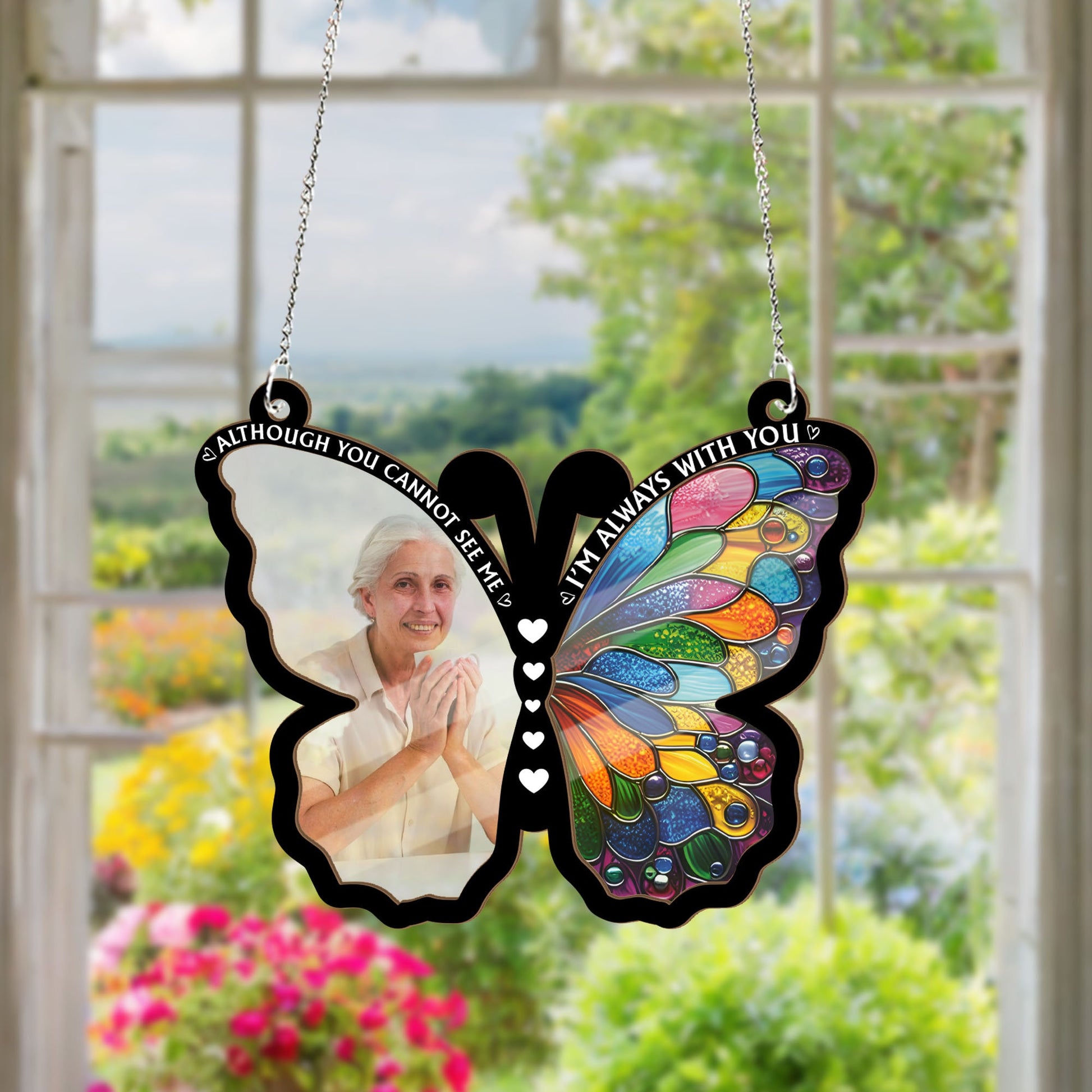 Personalized Photo Memorial Suncatcher Ornament, custom photo, I'm always with you, In loving memory, sympathy gift, grief gift