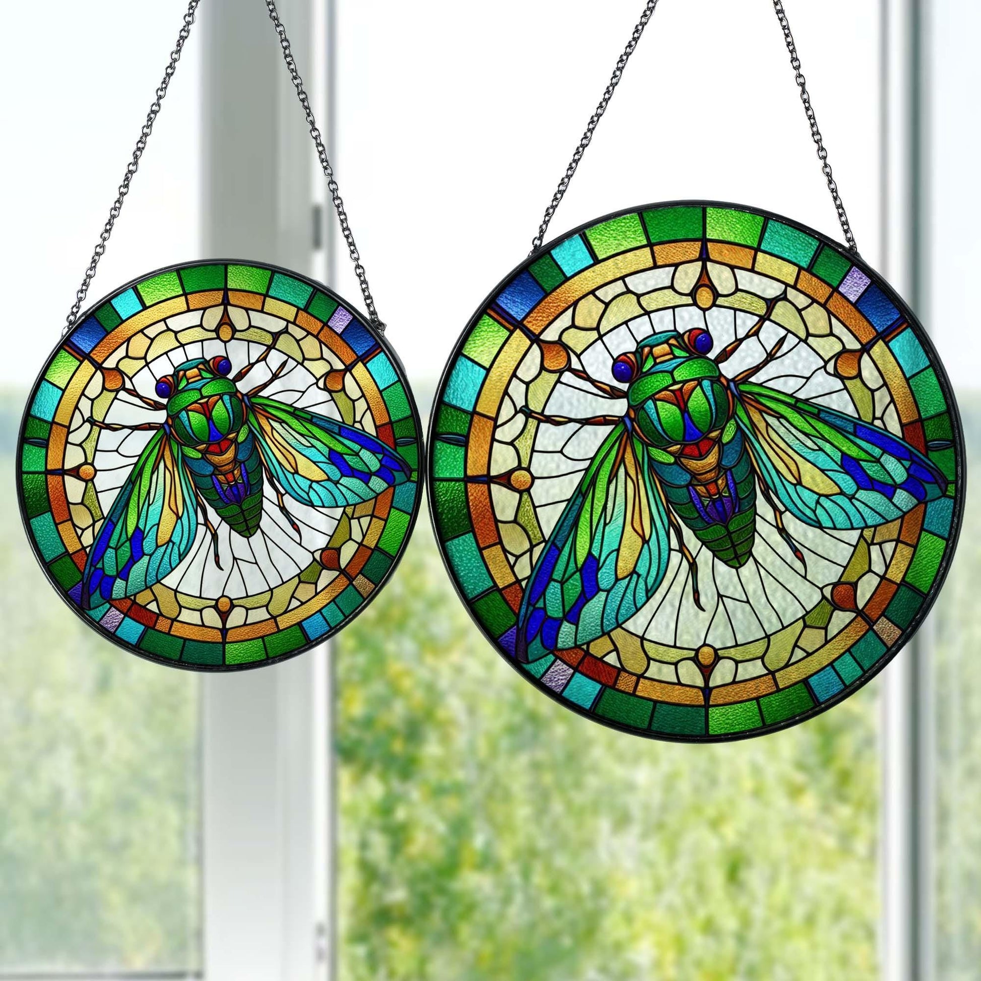 Cicada GLASS Window Decor, Translucent Decor, Insect glass window hanging, cicada vibrant Decor Gift, cicada Suncatcher, Insect lover gift