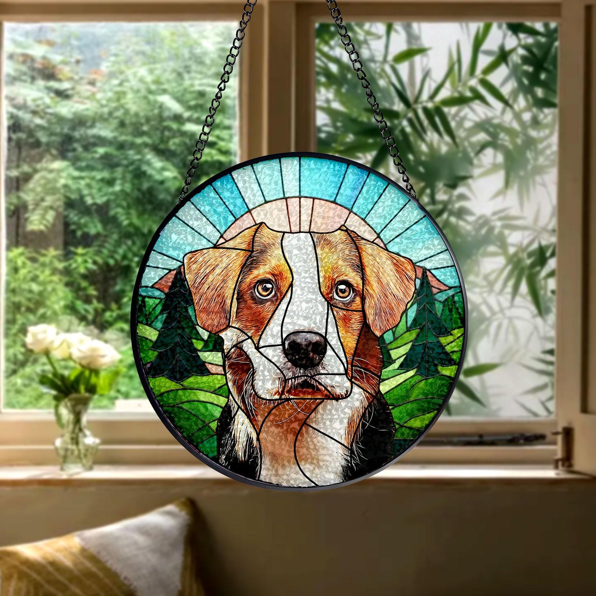 Custom Dog Art Suncatcher Glass From Photo, Pet Memorial Ornament, Dog Art Suncatcher, Gift for Dog Lovers, House Decor,Dog Mom Gift