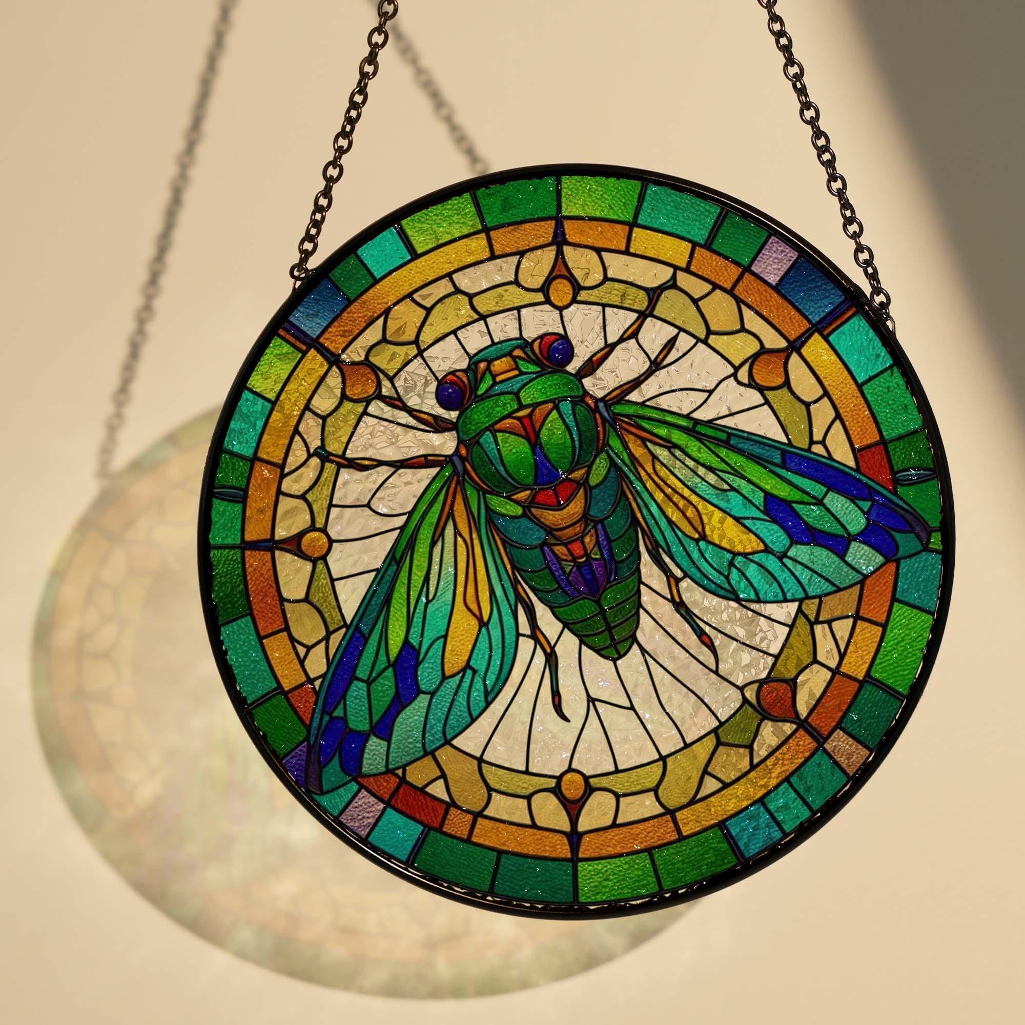 Cicada GLASS Window Decor, Translucent Decor, Insect glass window hanging, cicada vibrant Decor Gift, cicada Suncatcher, Insect lover gift