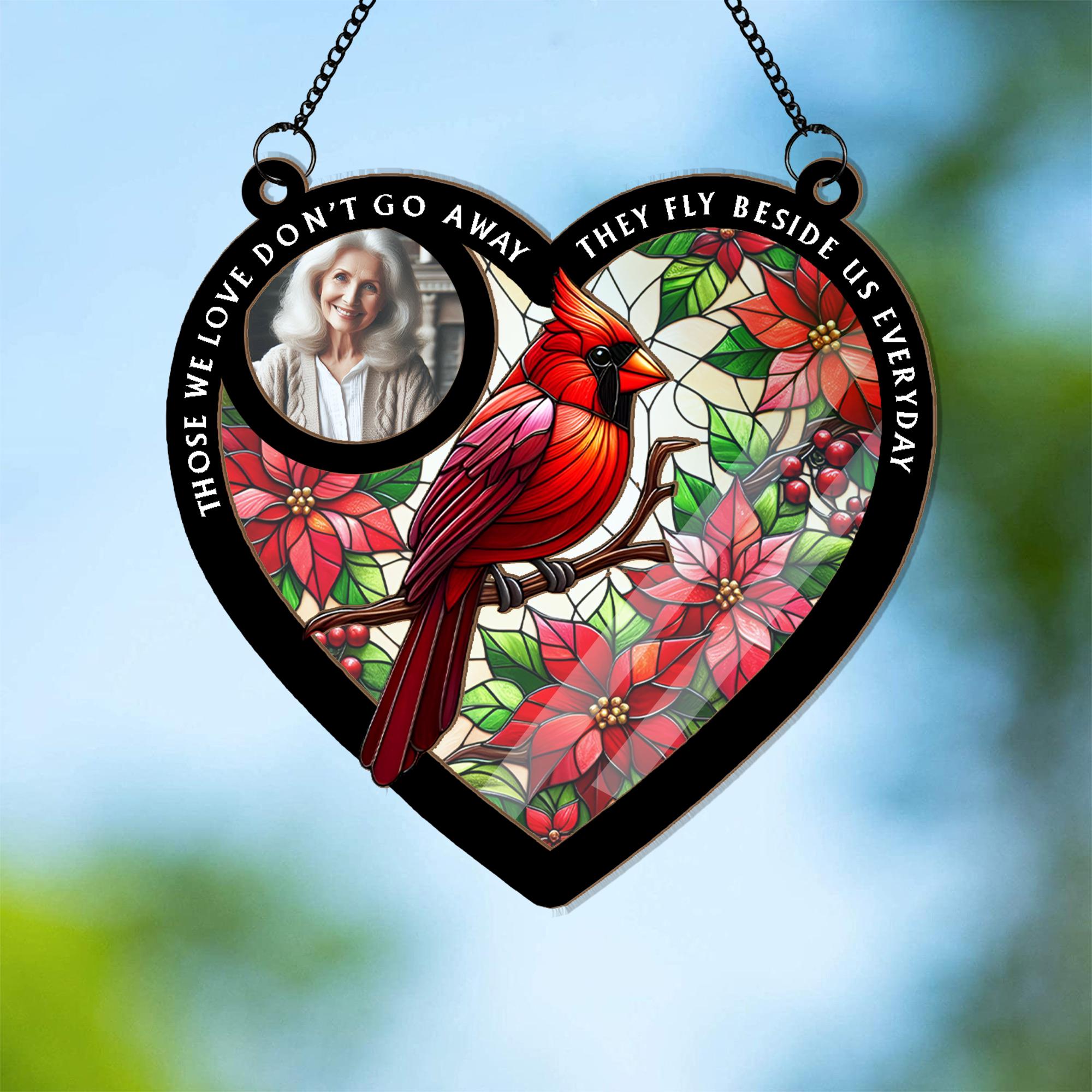 Personalized Photo Memorial Suncatcher Ornament, custom photo, Cardinal suncatcher, In loving memory, sympathy gift, Cardinal lovers