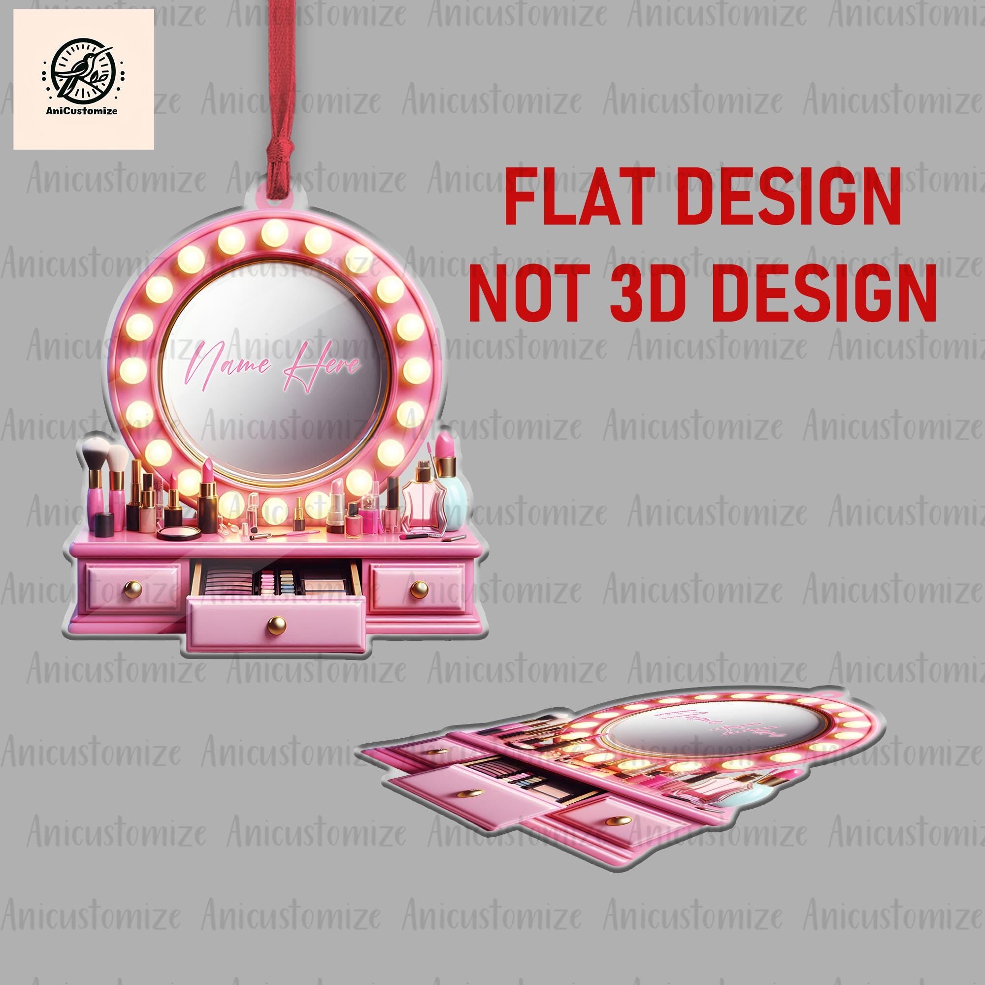 Personalized Set Makeup Ornament, 2D FLAT Makeup Artist Christmas Ornament Gift, Make Up Ornament For Girl, Christmas Makeup Gift For friend