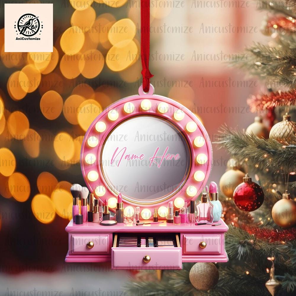 Personalized Set Makeup Ornament, 2D FLAT Makeup Artist Christmas Ornament Gift, Make Up Ornament For Girl, Christmas Makeup Gift For friend