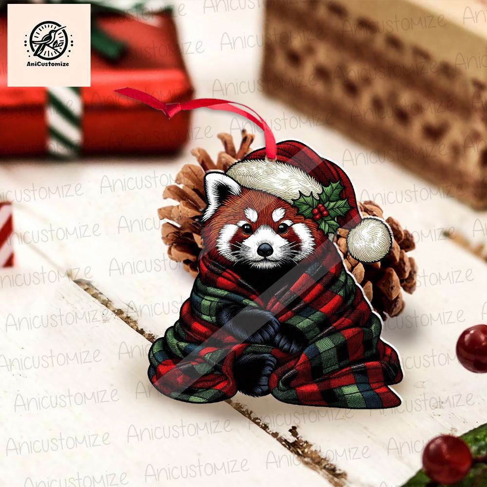 Cozy Red Panda Christmas Ornament, Red Panda Decor, Funny Xmas Animal Decor, Animal Lover Decor, Animal Gift, Red Panda Gift, Funny Decor