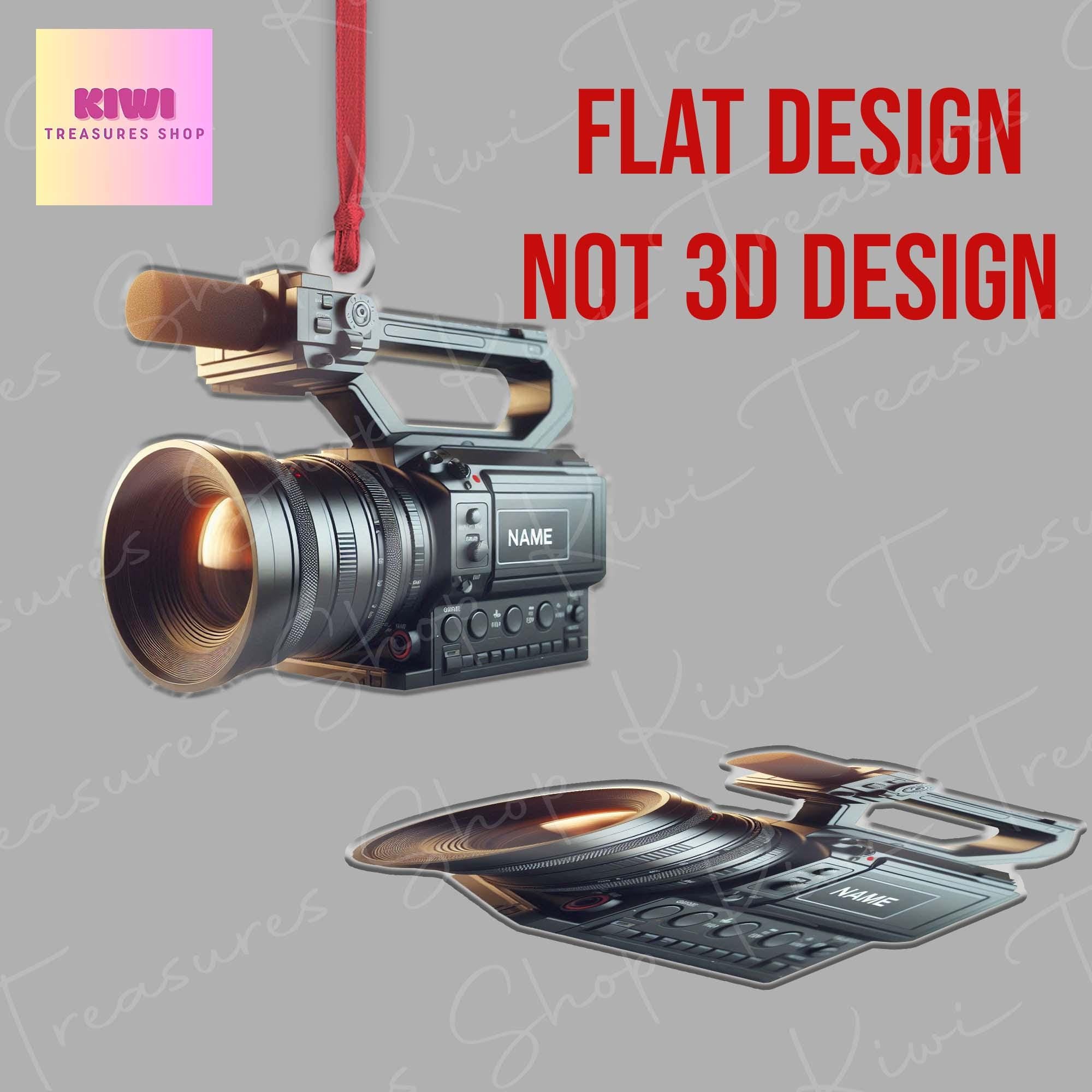 Personalized Professional video camera Ornament, 2D Flat camera ornament, custom name, Video camera Ornament, co-worker gift,