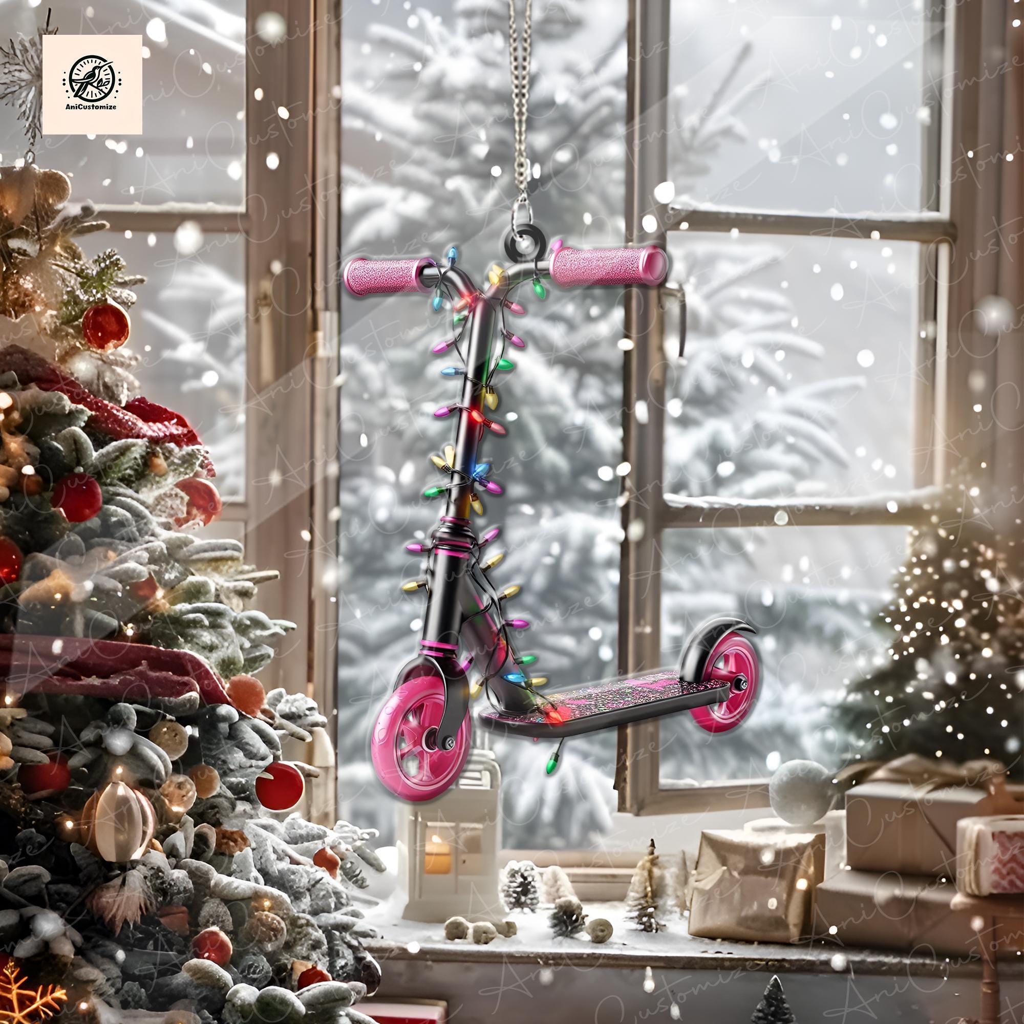 Personalized Scooter Christmas Light 2D FLAT Christmas Ornament, Christmas Tree Decor, Loved Scooter Ornament, Xmas Hanging Ornament