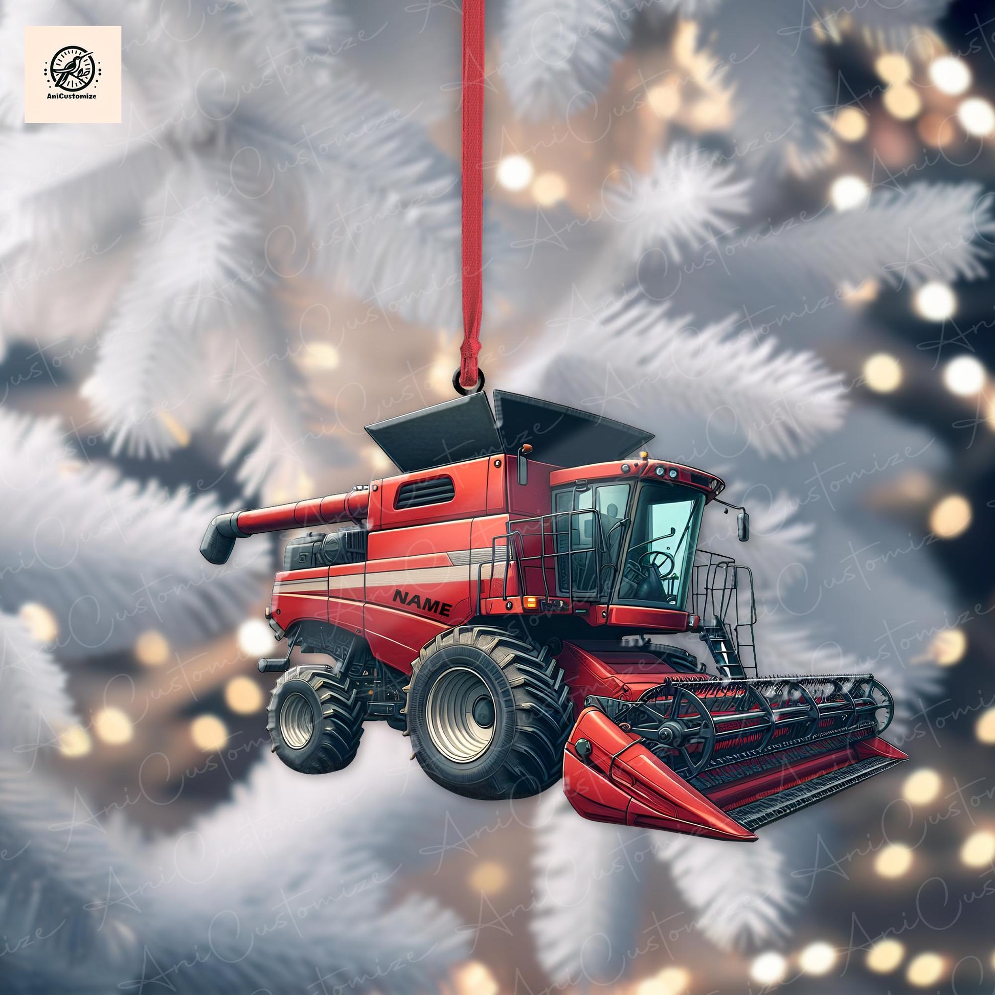 Personalized Combine Harvester 2D FLAT Christmas Ornament, Tractor Ornament, Christmas Tree Decor, Gift For Farmer, Christmas Gift, Xmas