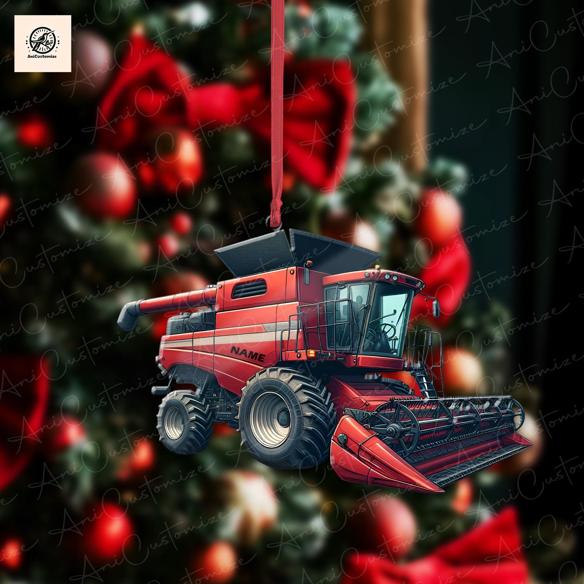Personalized Combine Harvester 2D FLAT Christmas Ornament, Tractor Ornament, Christmas Tree Decor, Gift For Farmer, Christmas Gift, Xmas