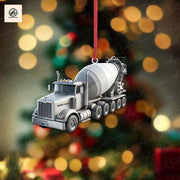 Personalized Concrete Mixer Truck 2D FLAT Christmas Ornament, Concrete Mixing Transport Truck, Christmas Gift, Christmas Tree Decor, Xmas