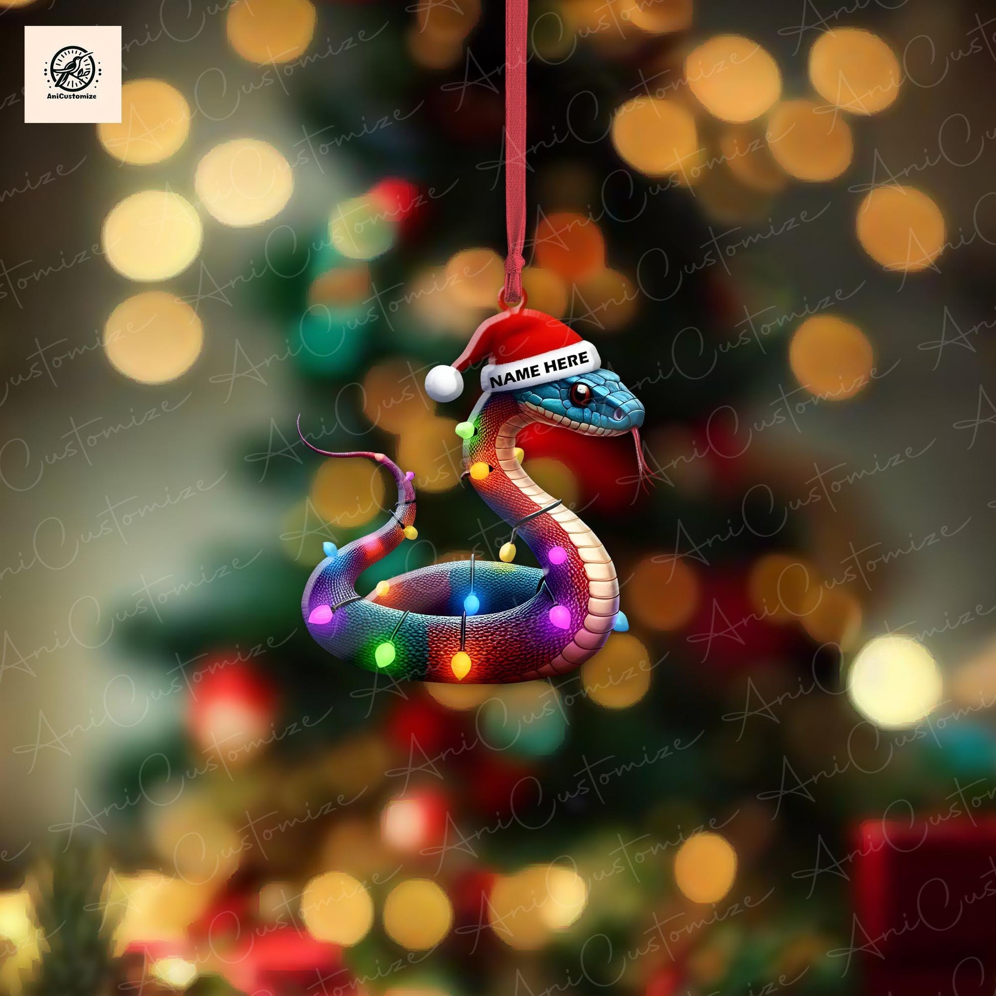 Personalized Cobra Christmas Ornament, Cobra Lovers Christmas Ornament, Custom Snake Cobra Lovers Ornament Gift, Xmas Decor, Serpent Decor