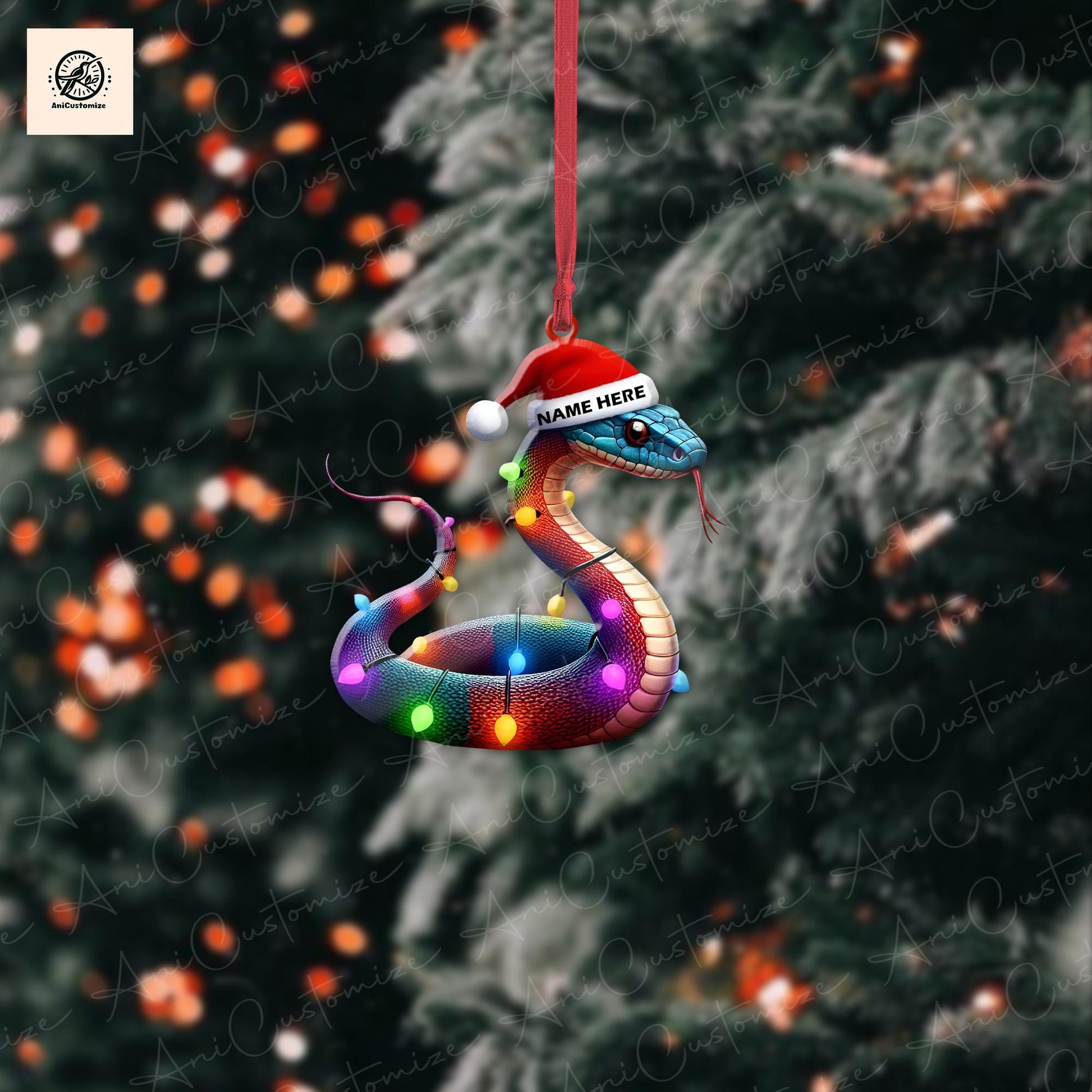 Personalized Cobra Christmas Ornament, Cobra Lovers Christmas Ornament, Custom Snake Cobra Lovers Ornament Gift, Xmas Decor, Serpent Decor