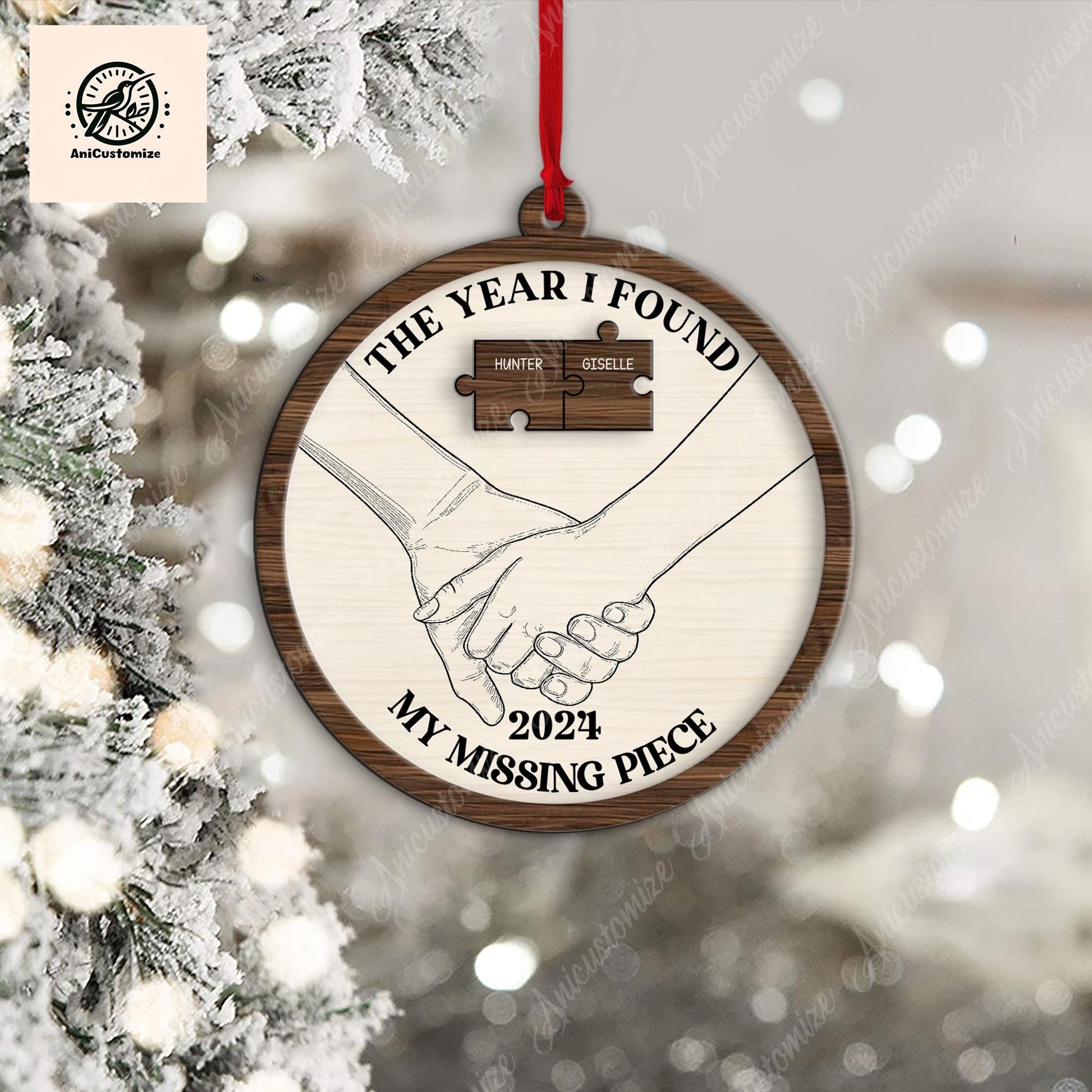 Couple Christmas 2024 Ornament, The Year I Found My Missing Piece Ornament, Custom Couple Ornament, Couple Gift, Xmas Gift Idea,Gift For Her