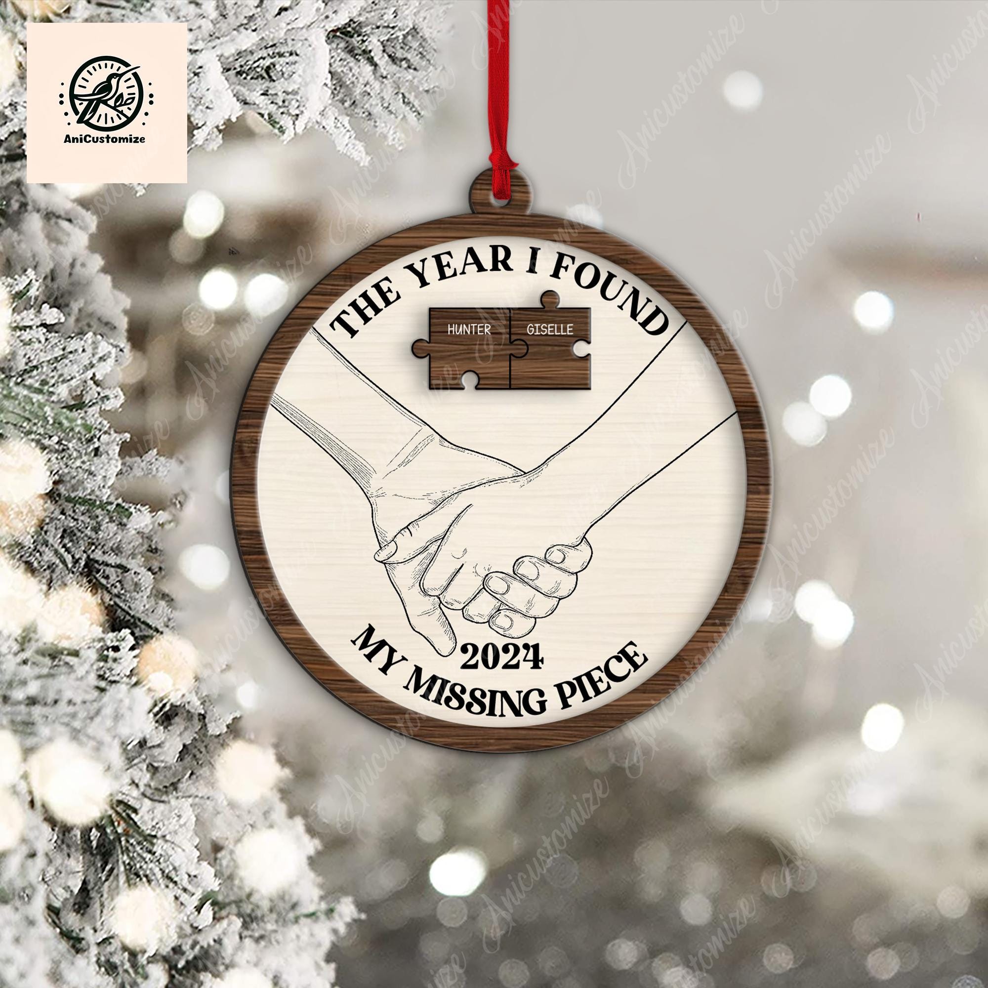 Couple Christmas 2024 Ornament, The Year I Found My Missing Piece Ornament, Custom Couple Ornament, Couple Gift, Xmas Gift Idea,Gift For Her