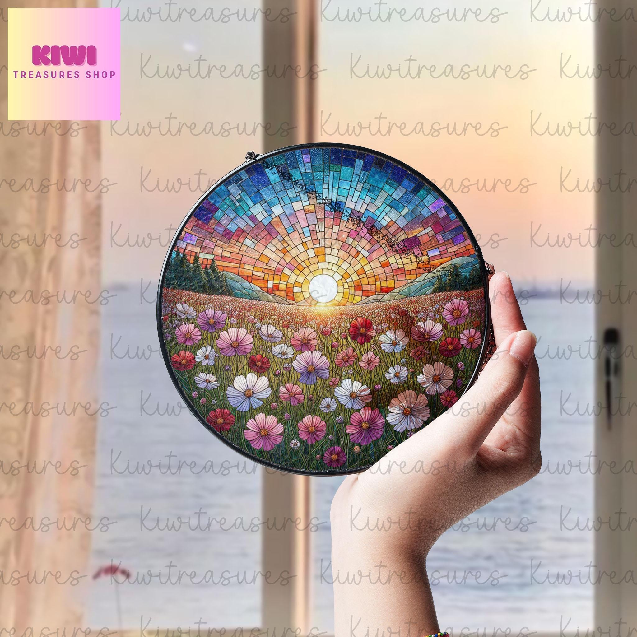 Cosmos Flower flower GLASS Suncatcher Hanging, Birth Month Flower glass, Window hanging, Suncatcher ornament, October birthday gift