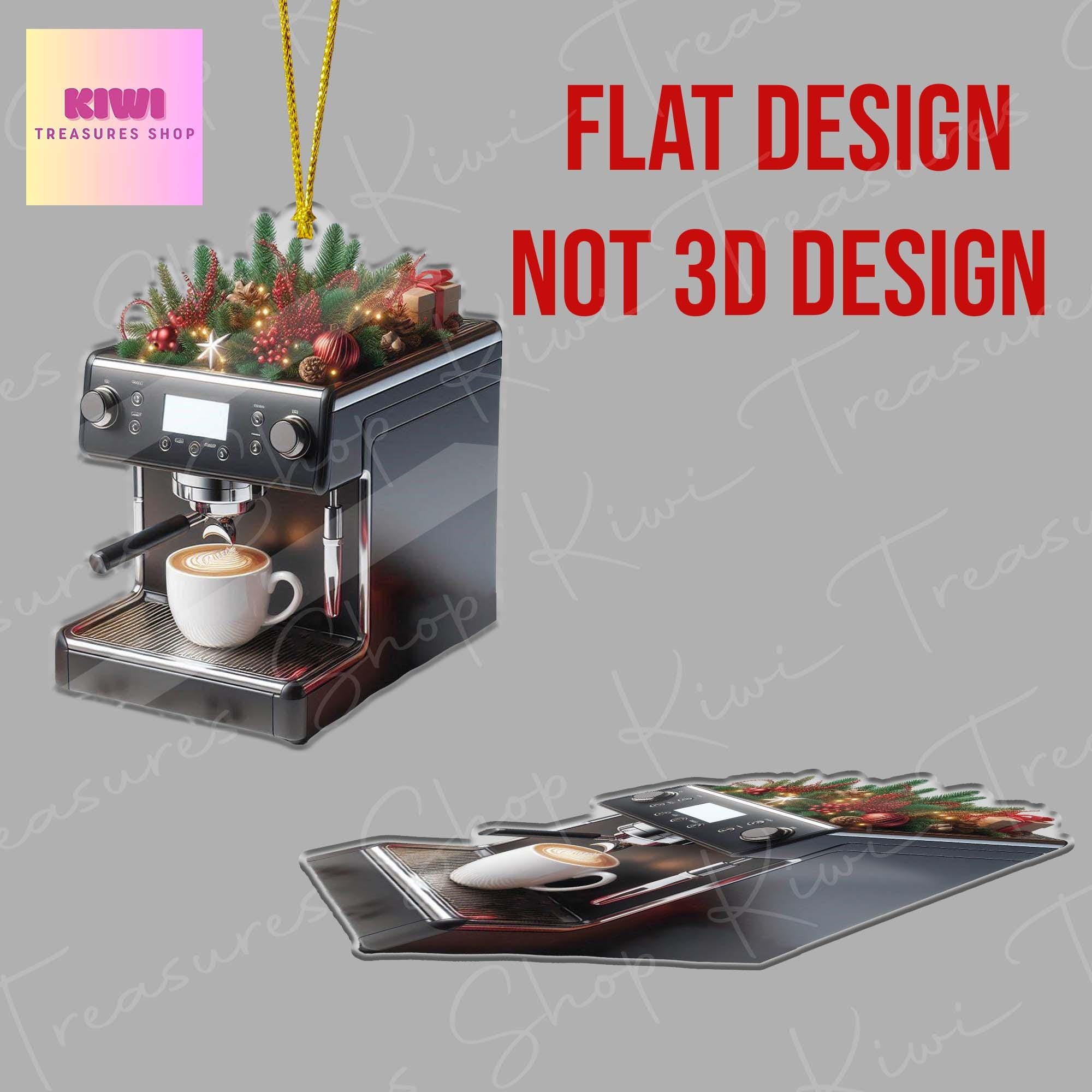 Personalized Coffee machine Xmas Ornament, 2d Flat Coffee maker, Christmas decor, coffee lover gift, Christmas keepsake, barista gift