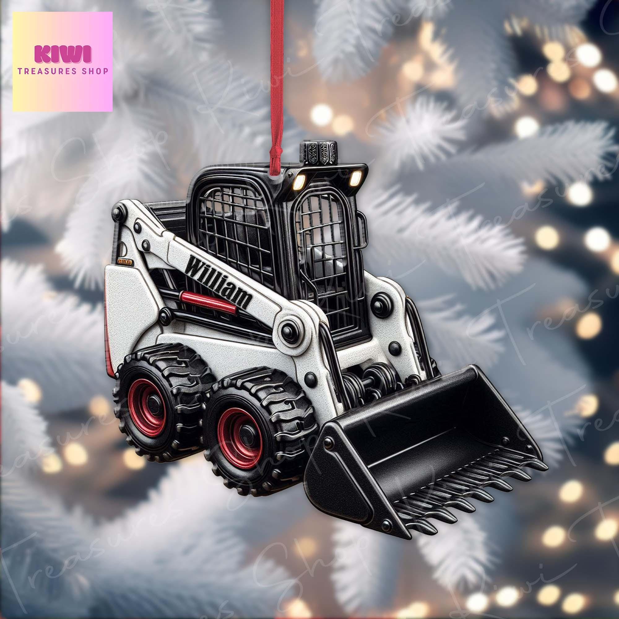 Personalized Skid Steer Loader Xmas Ornament, 2d Flat excavator ornament, Christmas decor, Christmas keepsake, trucker ornament, truck car