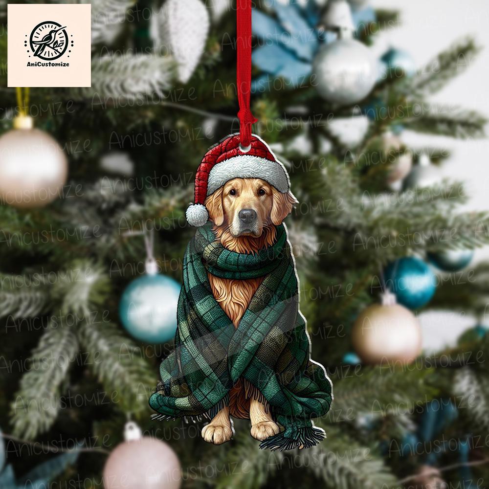 Cozy Golden Retriever Christmas Ornament, Christmas Dog Decor, Xmas Goldern Retriever, Dog Mom Gift, Dog Lover Gift, Pet lover Decor