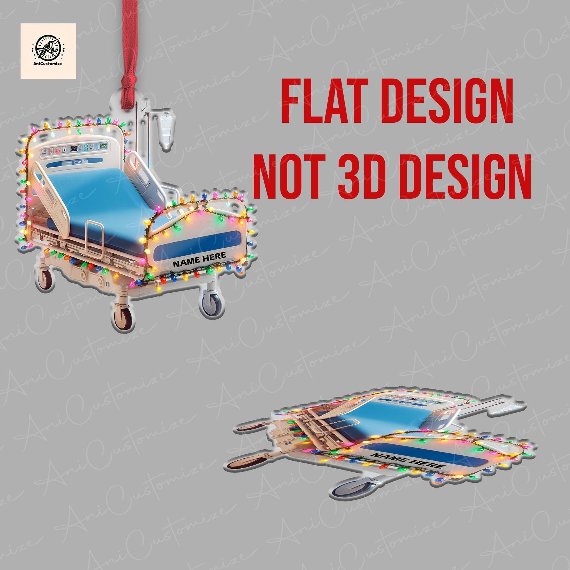 Personalized Corporation Stretcher Patient Ornament, Surgery Medicine hospital bed Intensive care unit Xmas Ornament, Hospital Bed Ornament