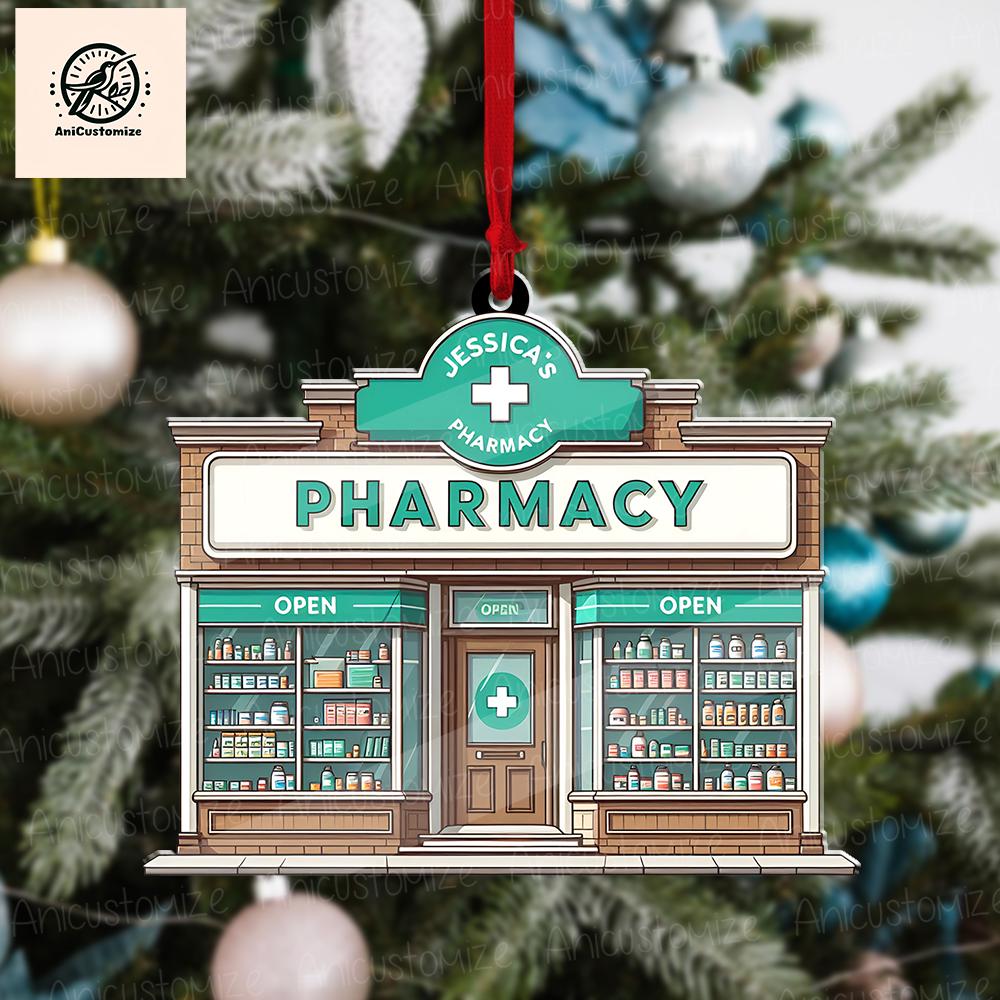 Personalized Pharmacy 2D FLAT Ornament, Nurse Christmas Tree Decor, Doctor Gift, Gift For Pharmacist, Pharmacy Tech Christmas Keepsake, Xmas