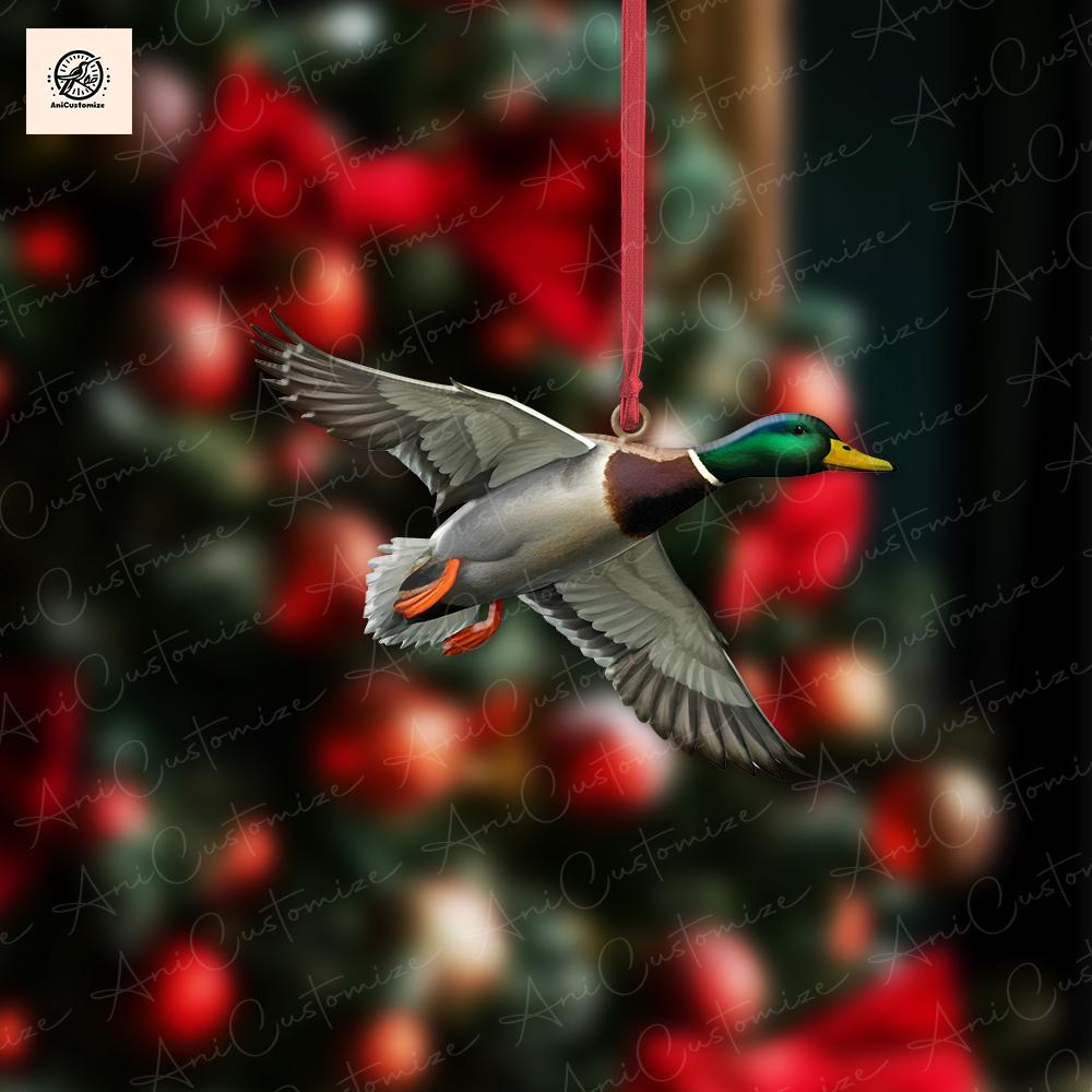 Christmas Mallard Duck 2D FLAT Ornament, Duck Christmas Decor, Funny Xmas Gift, Funny Decor, Duck Lover Gift, Mallard Duck Ornament