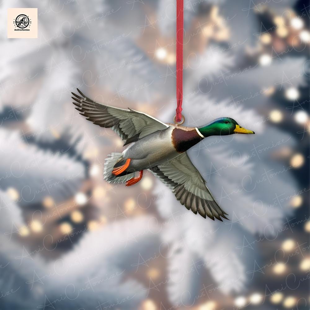 Christmas Mallard Duck 2D FLAT Ornament, Duck Christmas Decor, Funny Xmas Gift, Funny Decor, Duck Lover Gift, Mallard Duck Ornament