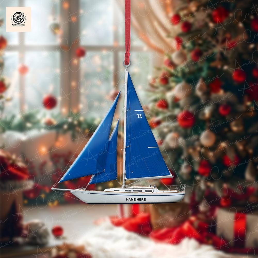 Personalized Sailboat 2D FLAT Ornament, Sailing Ornament, Nautical Ornament, Boat Ornament, Marine Ornament, Custom Ornament, Christmas Gift