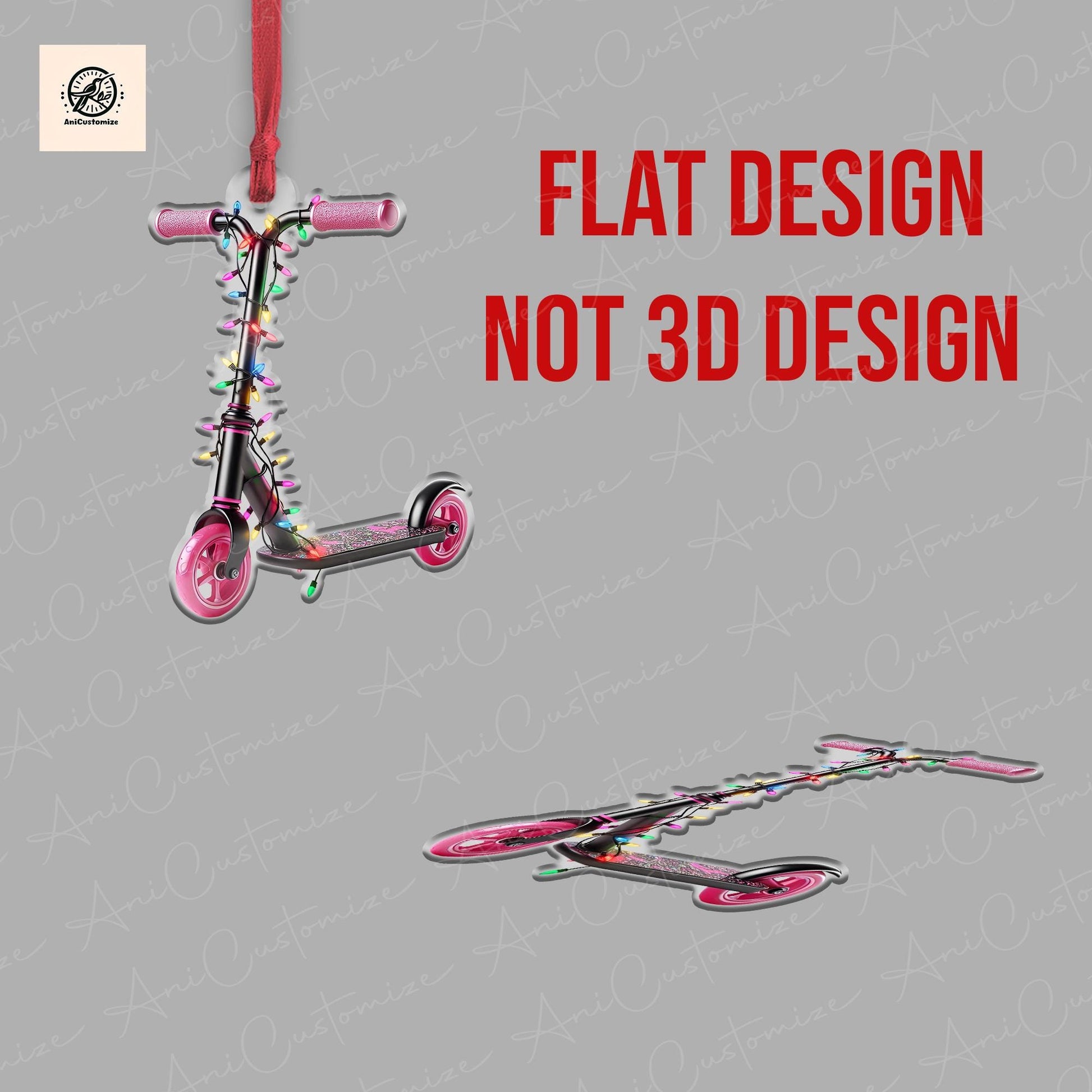 Personalized Scooter Christmas Light 2D FLAT Christmas Ornament, Christmas Tree Decor, Loved Scooter Ornament, Xmas Hanging Ornament