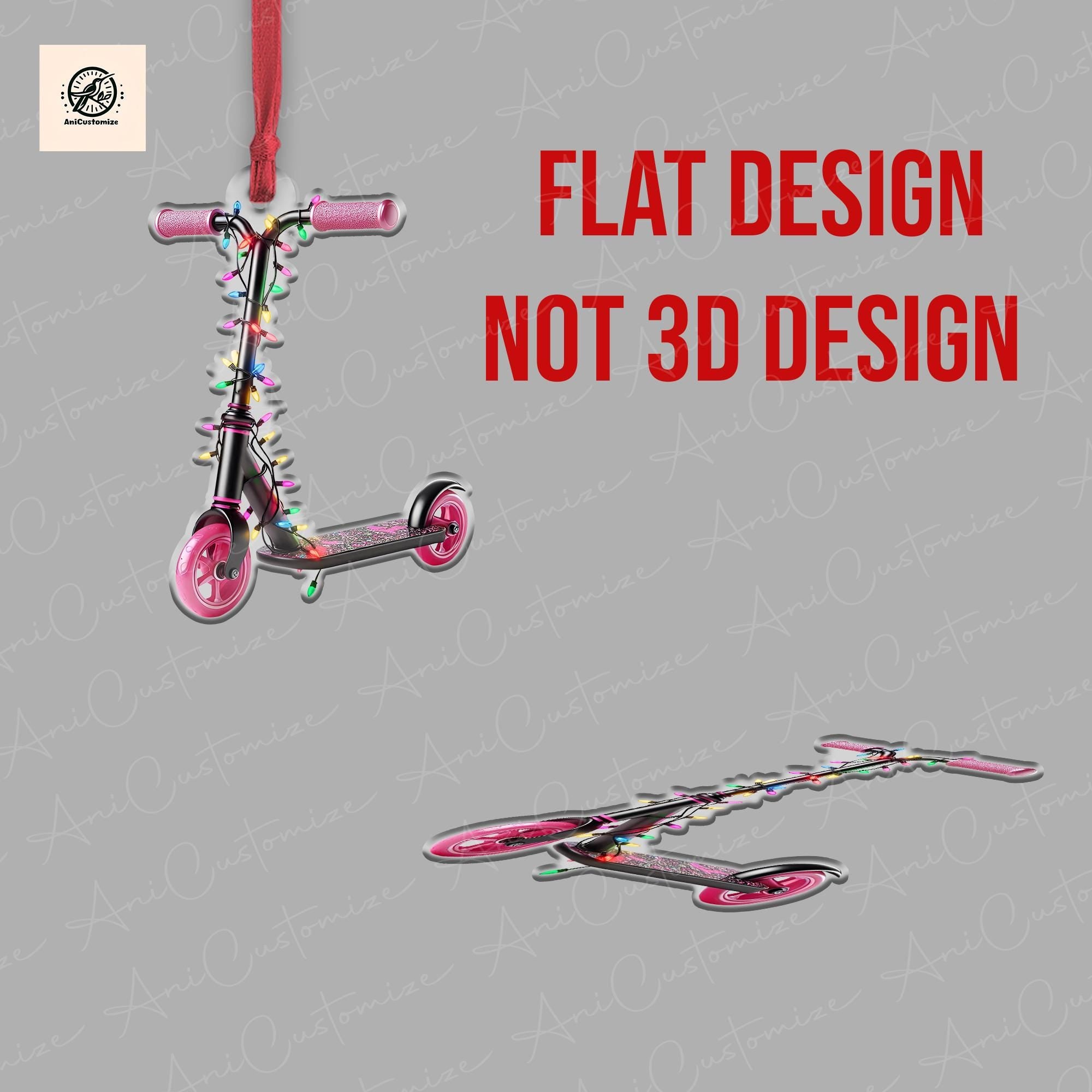 Personalized Scooter Christmas Light 2D FLAT Christmas Ornament, Christmas Tree Decor, Loved Scooter Ornament, Xmas Hanging Ornament