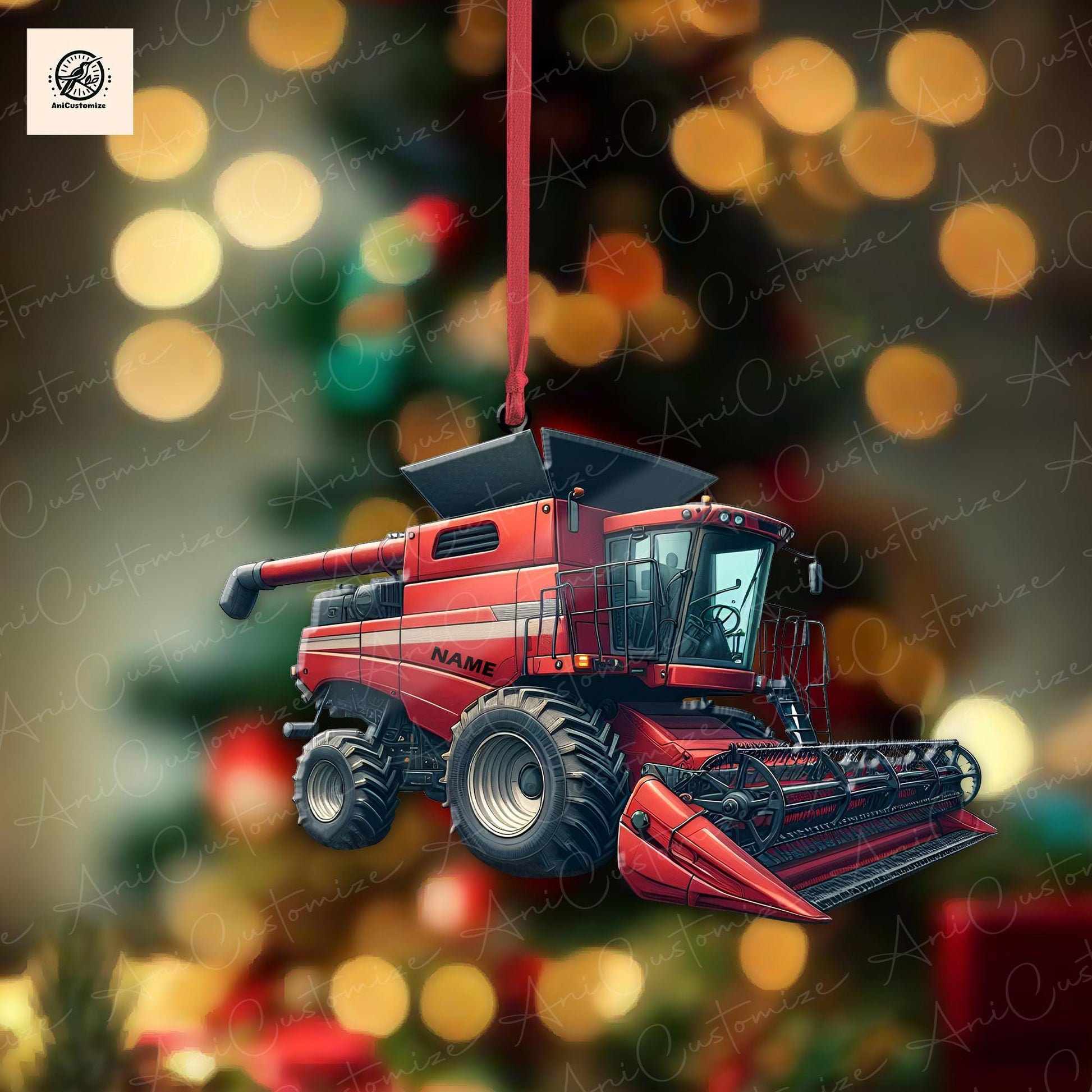 Personalized Combine Harvester 2D FLAT Christmas Ornament, Tractor Ornament, Christmas Tree Decor, Gift For Farmer, Christmas Gift, Xmas