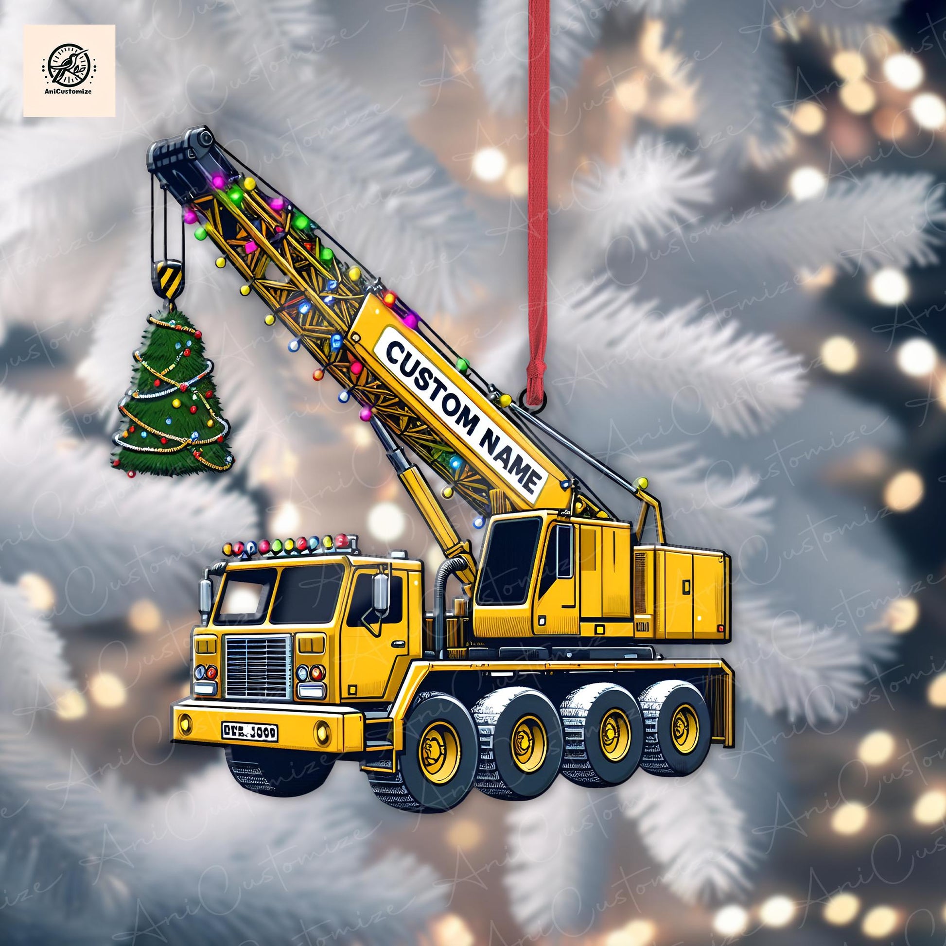 Personalized Crane Vehicles 2D FLAT Ornament, Heavy Equipment Operator Ornament, Excavator Car Ornament, Excavator Xmas Ornament,Digger Gift
