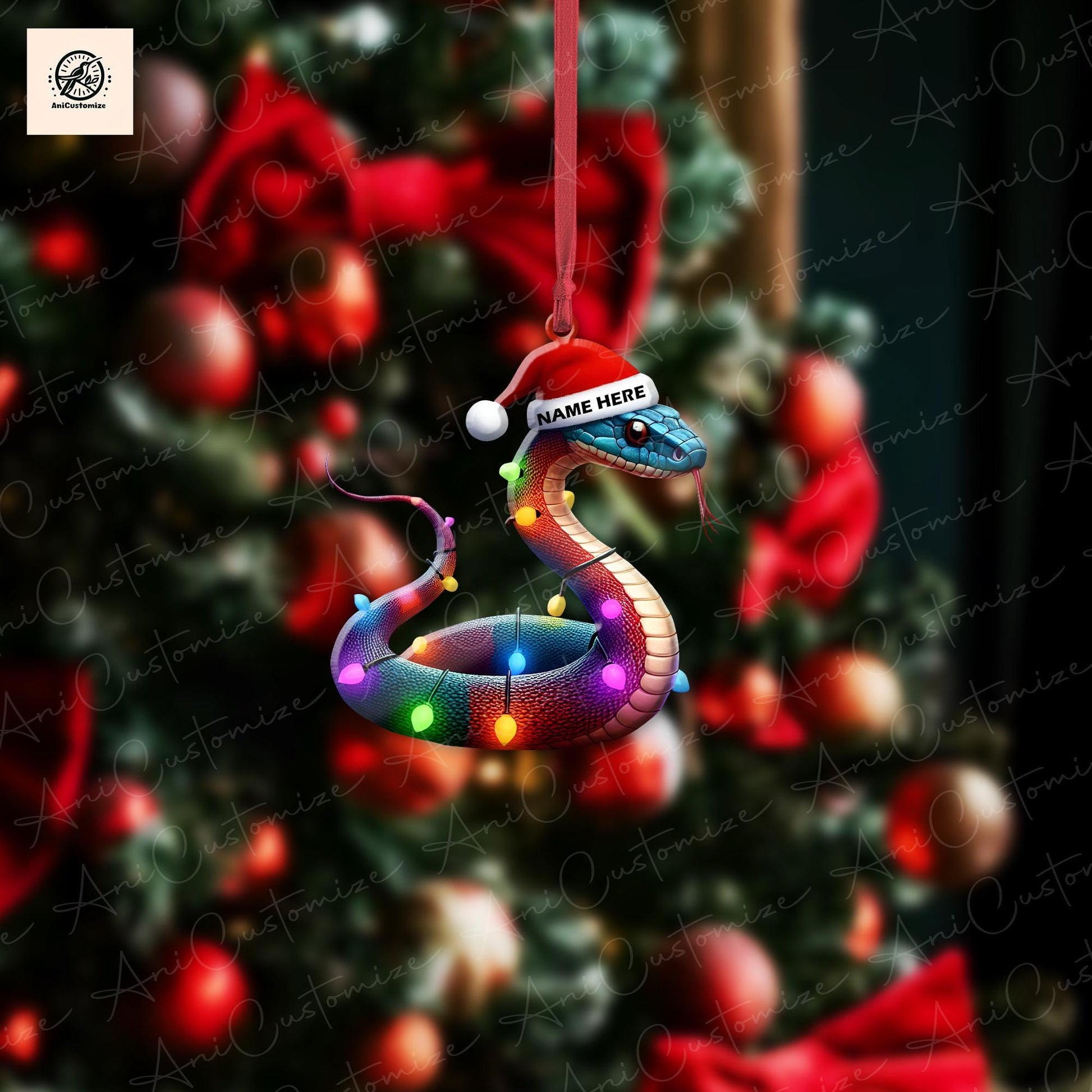 Personalized Cobra Christmas Ornament, Cobra Lovers Christmas Ornament, Custom Snake Cobra Lovers Ornament Gift, Xmas Decor, Serpent Decor