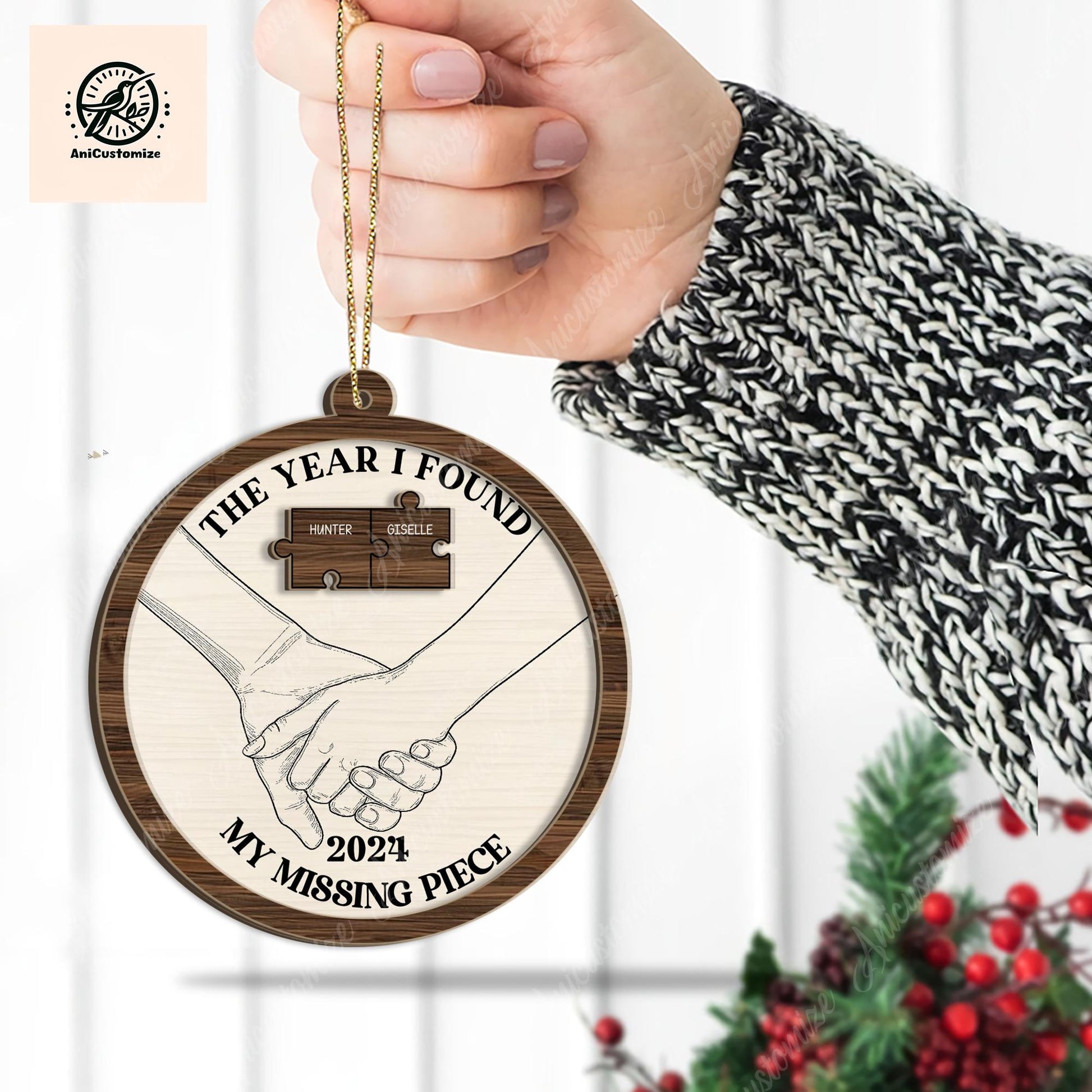 Couple Christmas 2024 Ornament, The Year I Found My Missing Piece Ornament, Custom Couple Ornament, Couple Gift, Xmas Gift Idea,Gift For Her