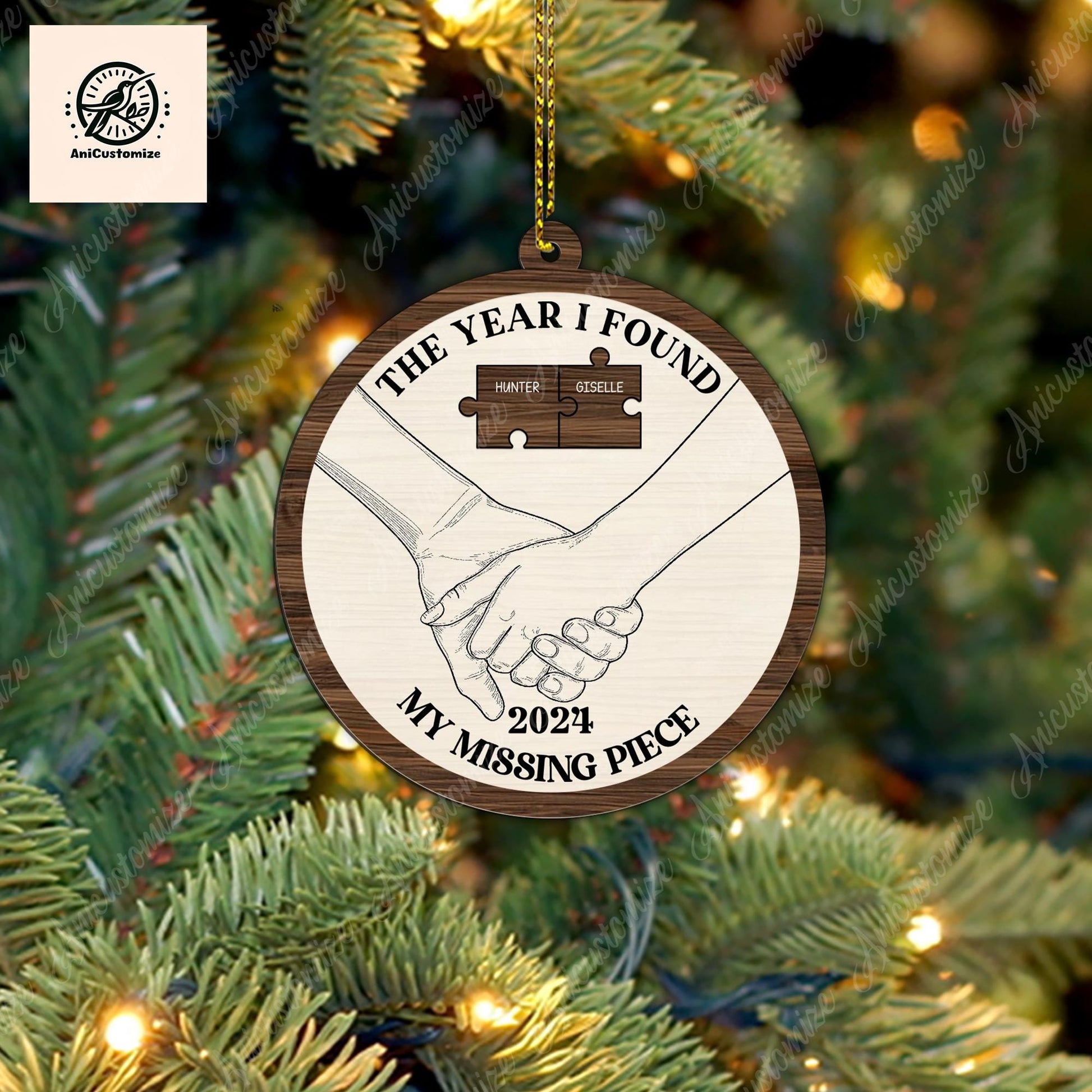 Couple Christmas 2024 Ornament, The Year I Found My Missing Piece Ornament, Custom Couple Ornament, Couple Gift, Xmas Gift Idea,Gift For Her