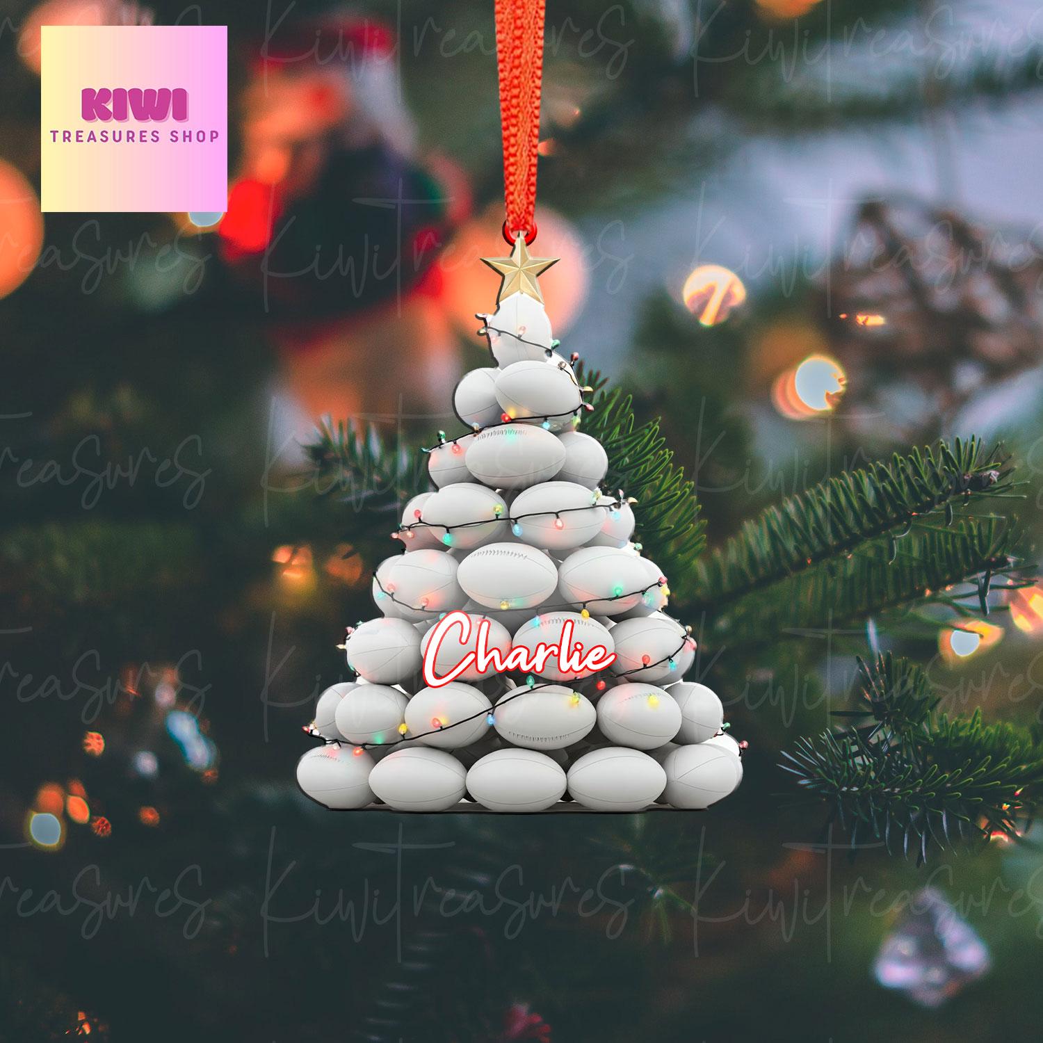 Personalized Rugby Christmas tree Ornament, 2d FLAT Rugby ornament, Rugby ornament, gift for her, sport lover, Rugby lover gift