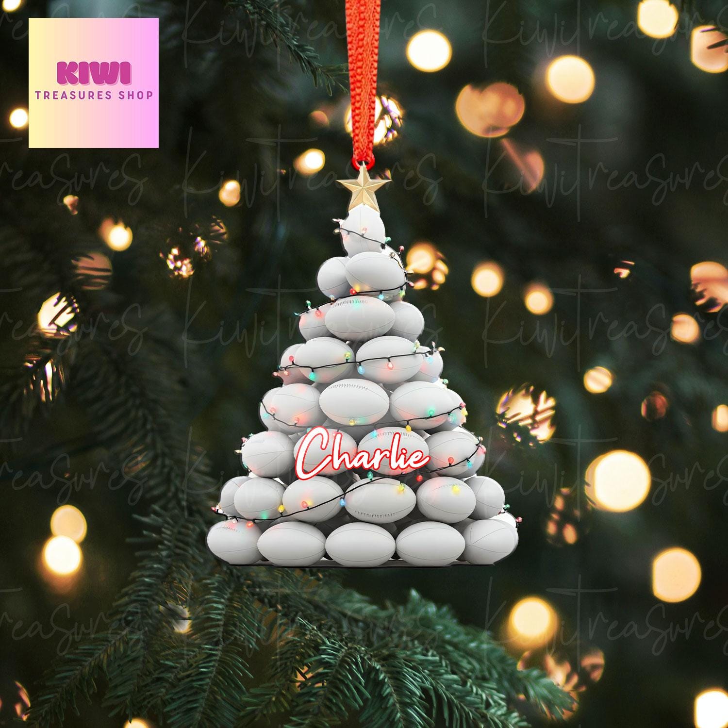 Personalized Rugby Christmas tree Ornament, 2d FLAT Rugby ornament, Rugby ornament, gift for her, sport lover, Rugby lover gift