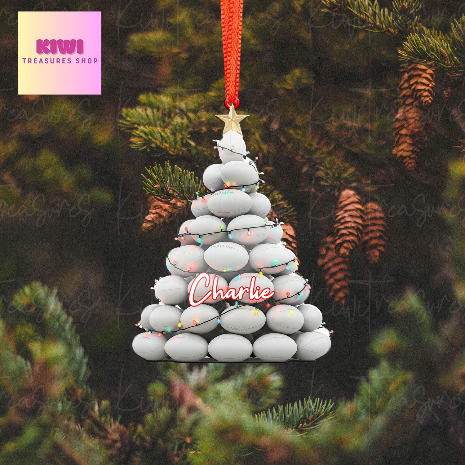 Personalized Rugby Christmas tree Ornament, 2d FLAT Rugby ornament, Rugby ornament, gift for her, sport lover, Rugby lover gift