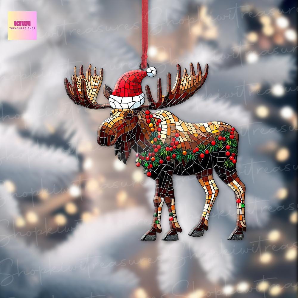 Christmas moose Ornament, moose ornament, moose lover gift, unique idea gift, moose christmas decor, cute moose, funny moose