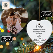 Custom Bridesmaid Wedding Christmas Ornament, Maid Of Honor Gift, Thank You Gift, Xmas Gift, Bridal Party Gift, Bridesmaid Proposal Gift