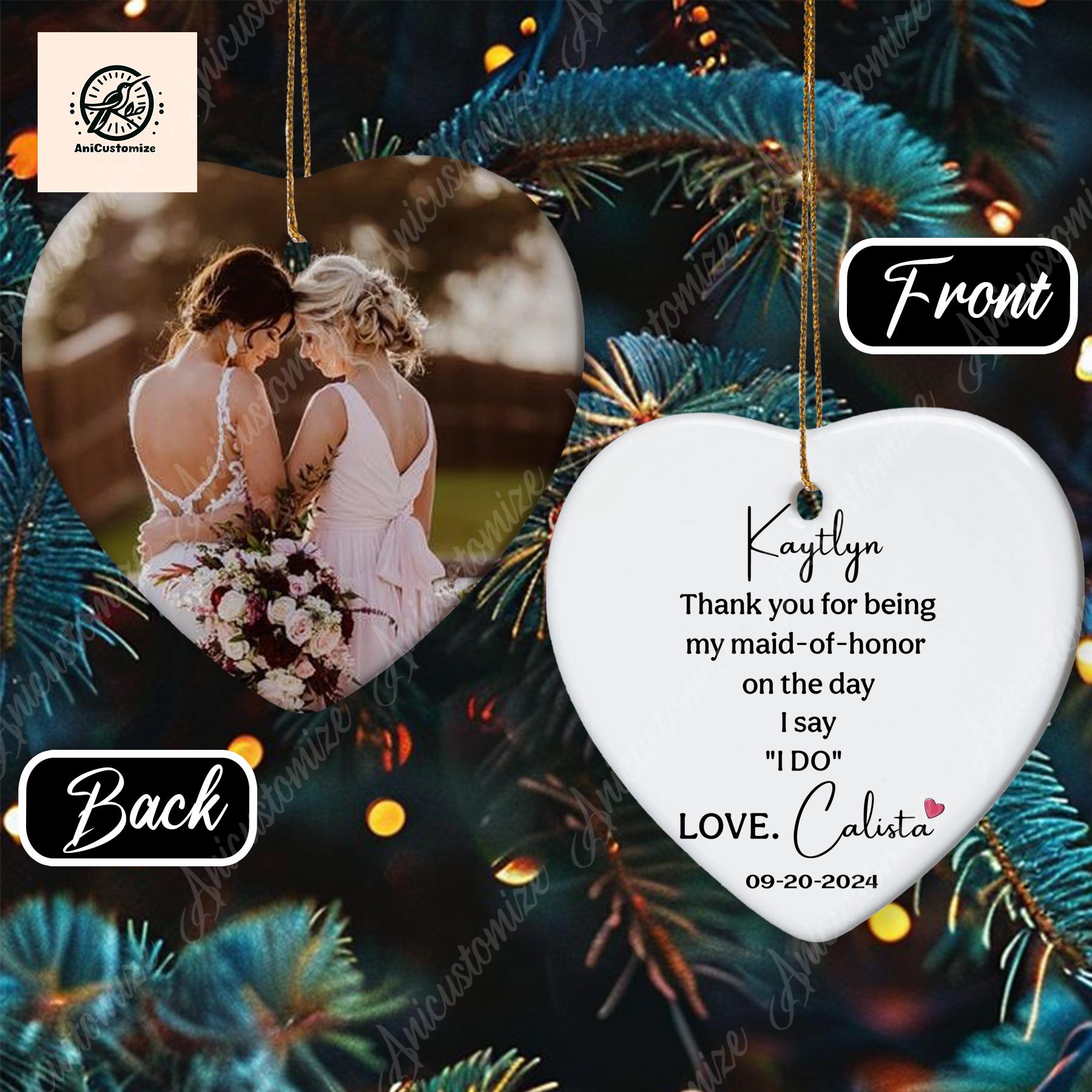 Custom Bridesmaid Wedding Christmas Ornament, Maid Of Honor Gift, Thank You Gift, Xmas Gift, Bridal Party Gift, Bridesmaid Proposal Gift