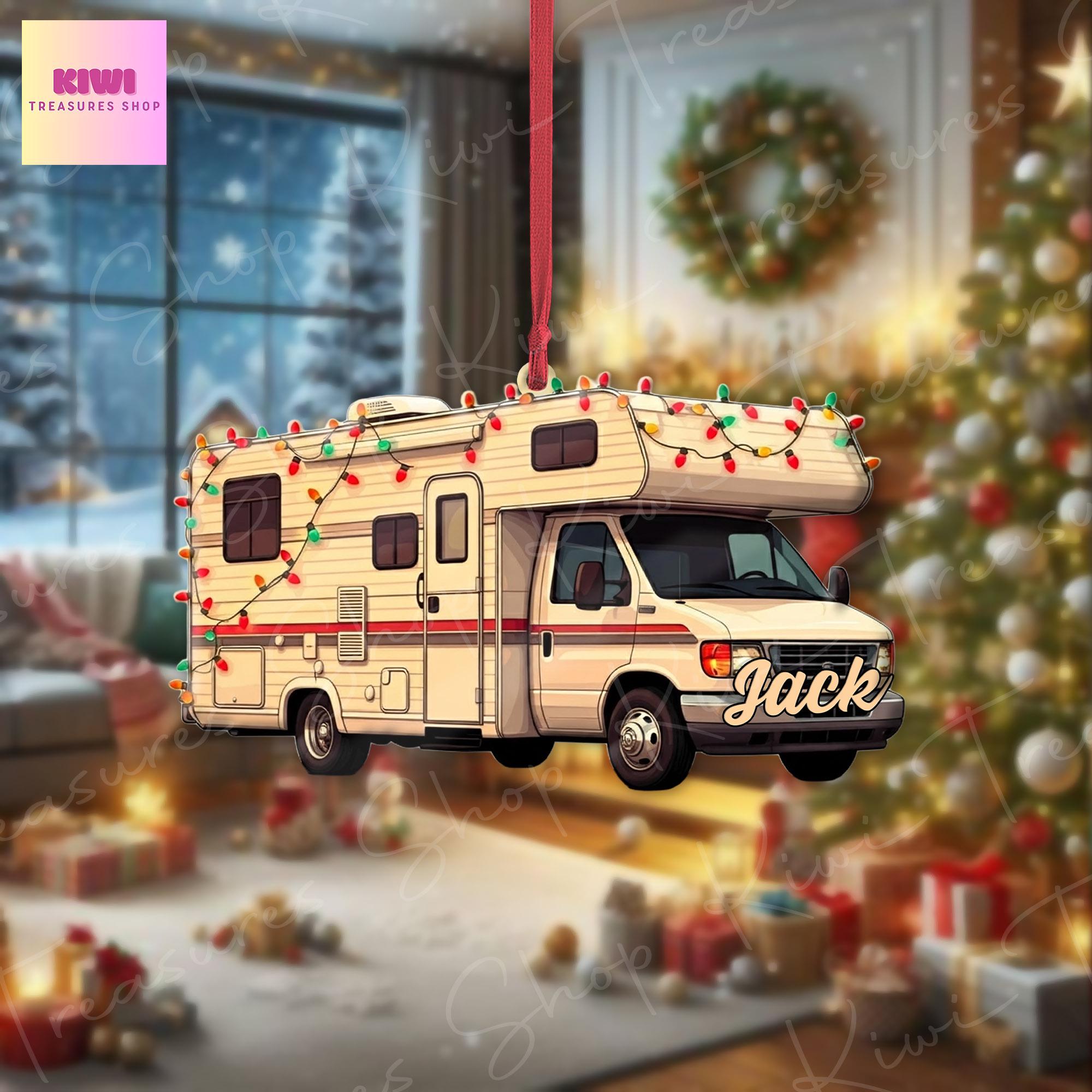 Personalized RV Christmas 2D FLAT Ornament, Xmas Tree Decoration, Custom Name Gift For Recreational Vehicle, Travel,Camping Lover,Motor Home