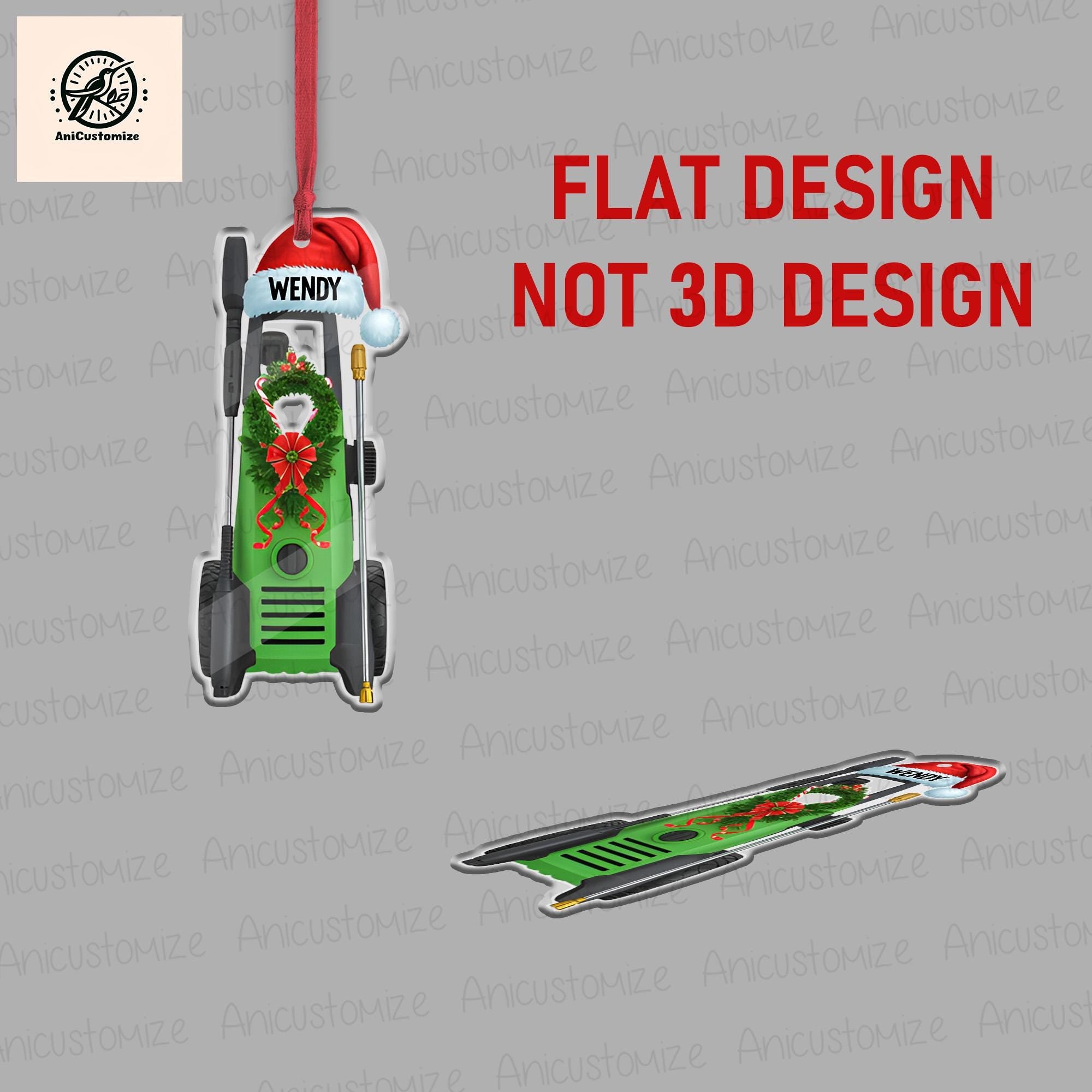 Personalized Pressure Washer 2D FLAT Ornament, Car Washer Ornament, Car Detailer Decor, Christmas Car Washer, Christmas Tree Decor