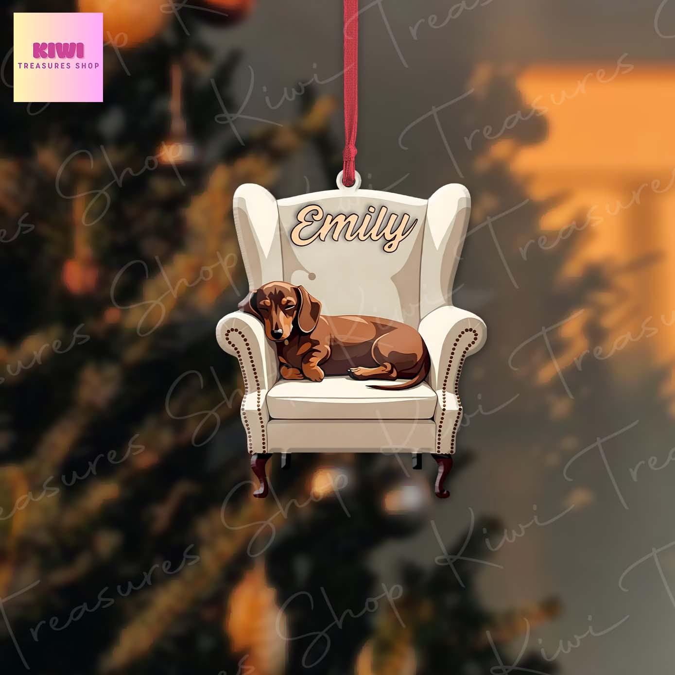 Personalized Dachshund Christmas Acrylic Ornament, 2D Flat ornament, Xmas Decoration, Xmas Tree, Custom Name Gift For Her, Dachshund Dog Mom