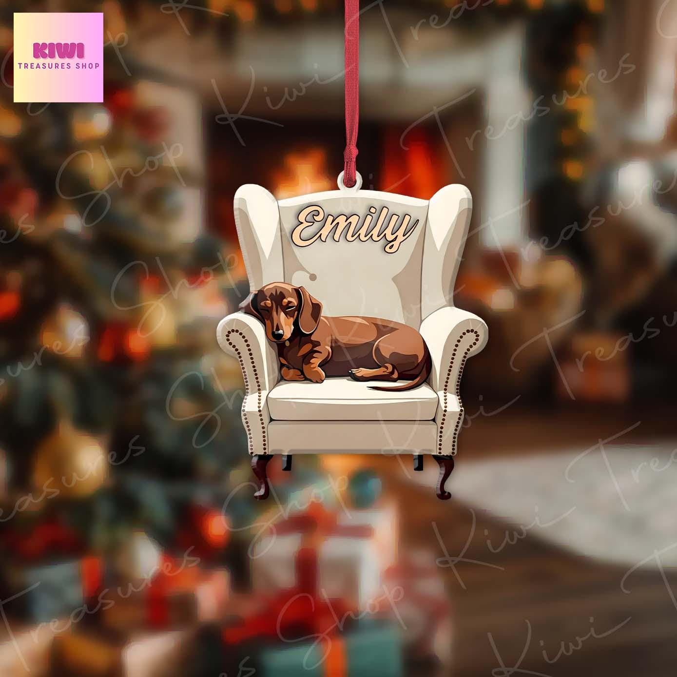 Personalized Dachshund Christmas Acrylic Ornament, 2D Flat ornament, Xmas Decoration, Xmas Tree, Custom Name Gift For Her, Dachshund Dog Mom