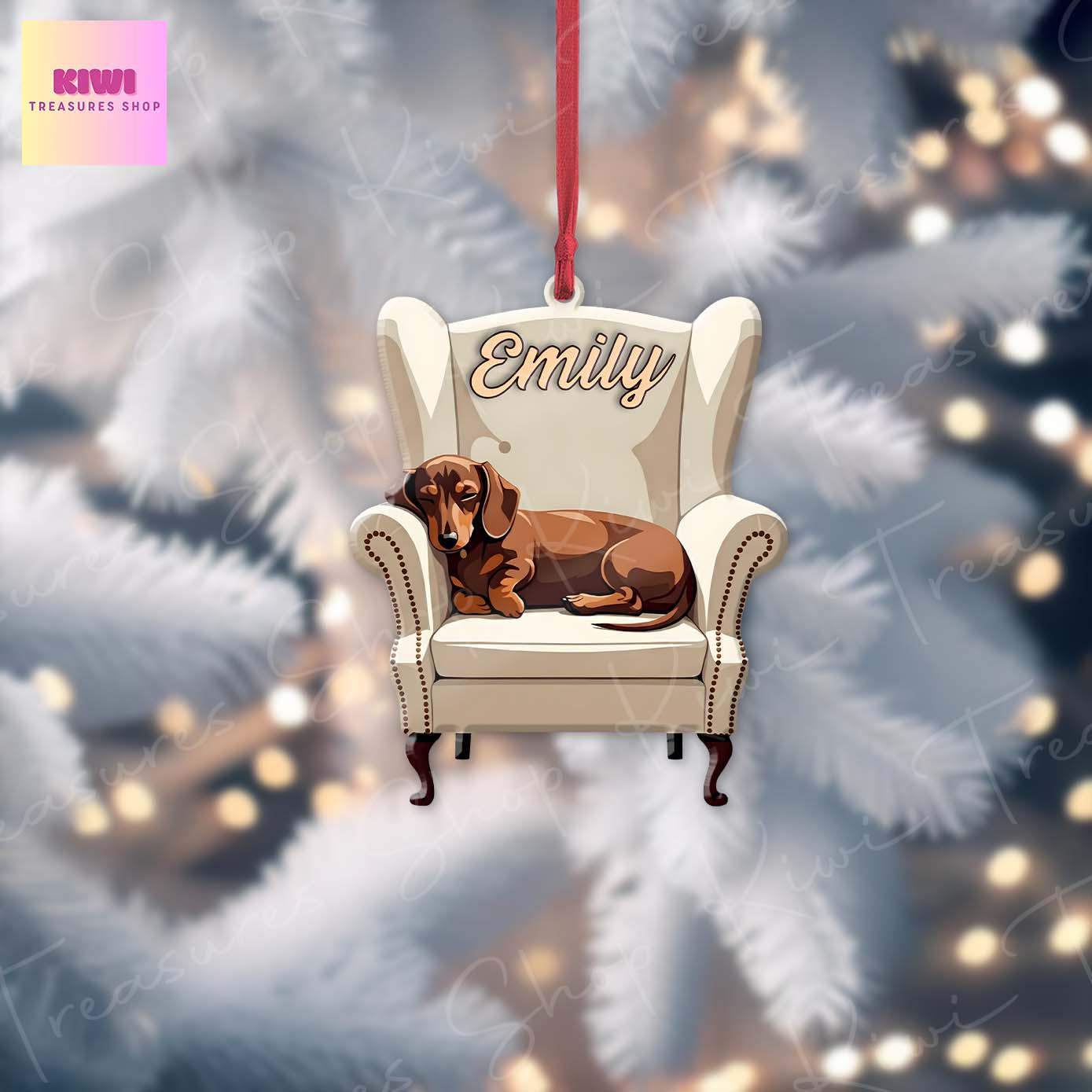 Personalized Dachshund Christmas Acrylic Ornament, 2D Flat ornament, Xmas Decoration, Xmas Tree, Custom Name Gift For Her, Dachshund Dog Mom