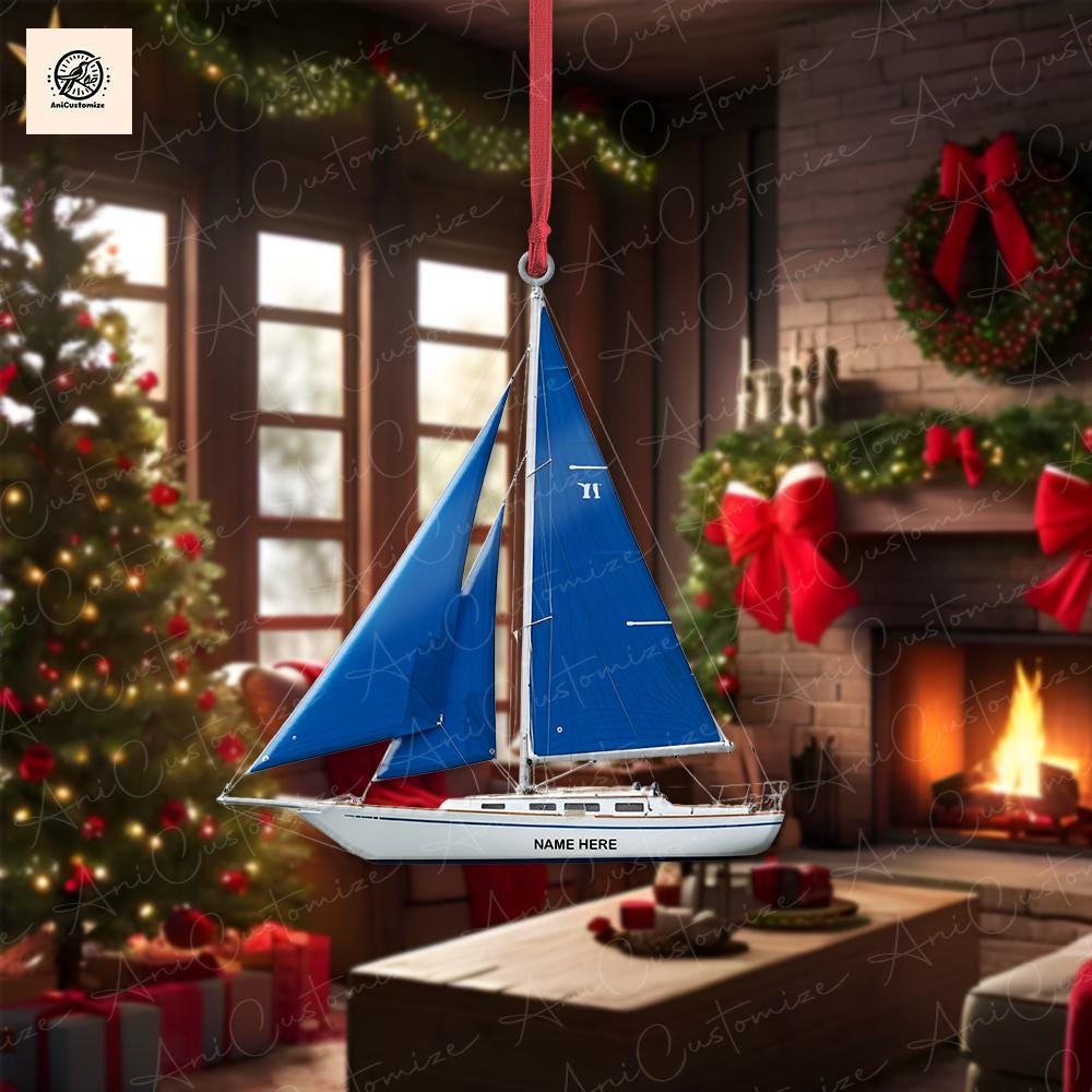 Personalized Sailboat 2D FLAT Ornament, Sailing Ornament, Nautical Ornament, Boat Ornament, Marine Ornament, Custom Ornament, Christmas Gift