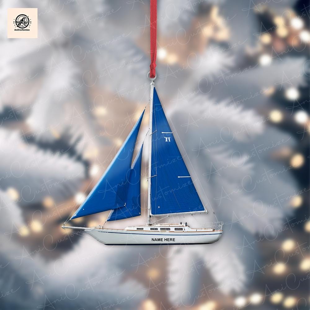 Personalized Sailboat 2D FLAT Ornament, Sailing Ornament, Nautical Ornament, Boat Ornament, Marine Ornament, Custom Ornament, Christmas Gift