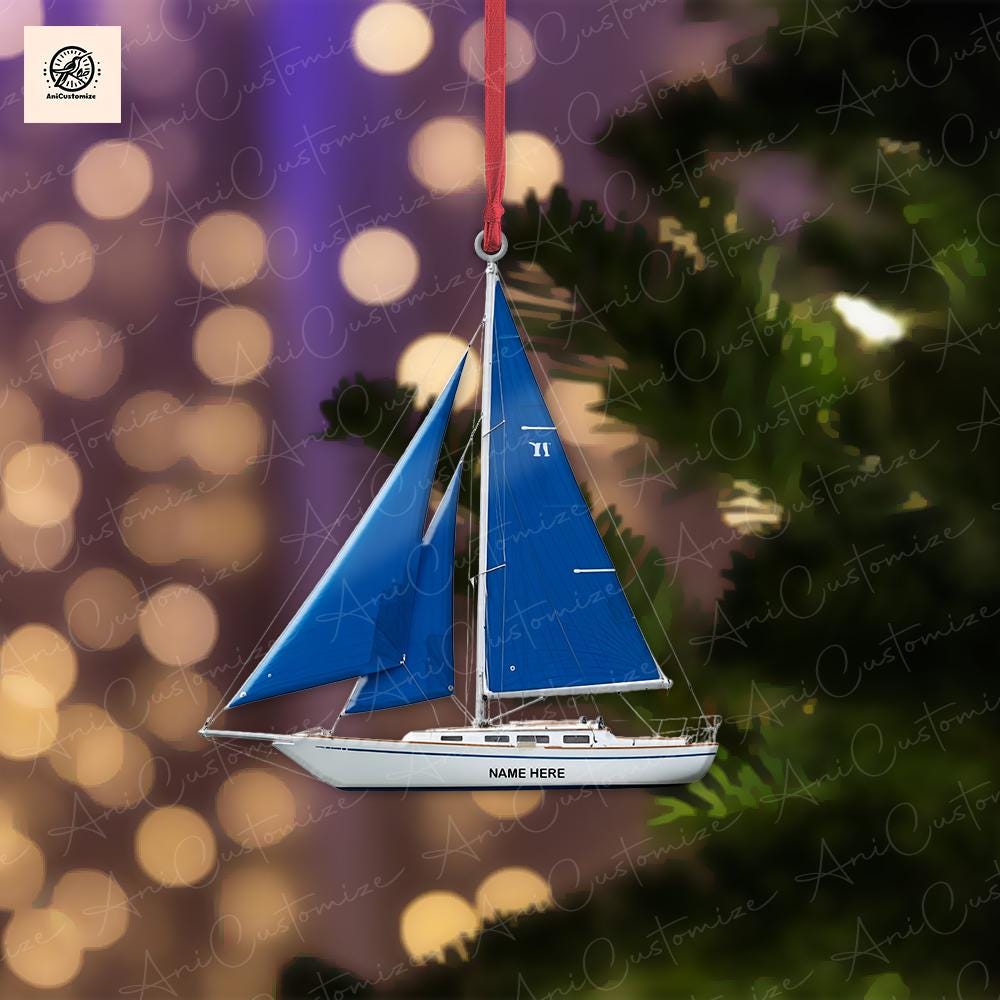 Personalized Sailboat 2D FLAT Ornament, Sailing Ornament, Nautical Ornament, Boat Ornament, Marine Ornament, Custom Ornament, Christmas Gift