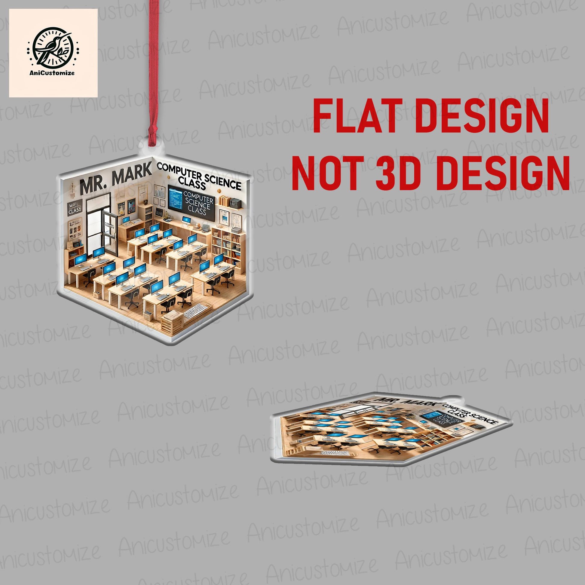 Personalized Computer Science Class 2D FLAT Ornament, CS teacher Gift, CS Class Keepsake, Christmas 2024 Decor, Xmas Teacher Gift,Coder Gift