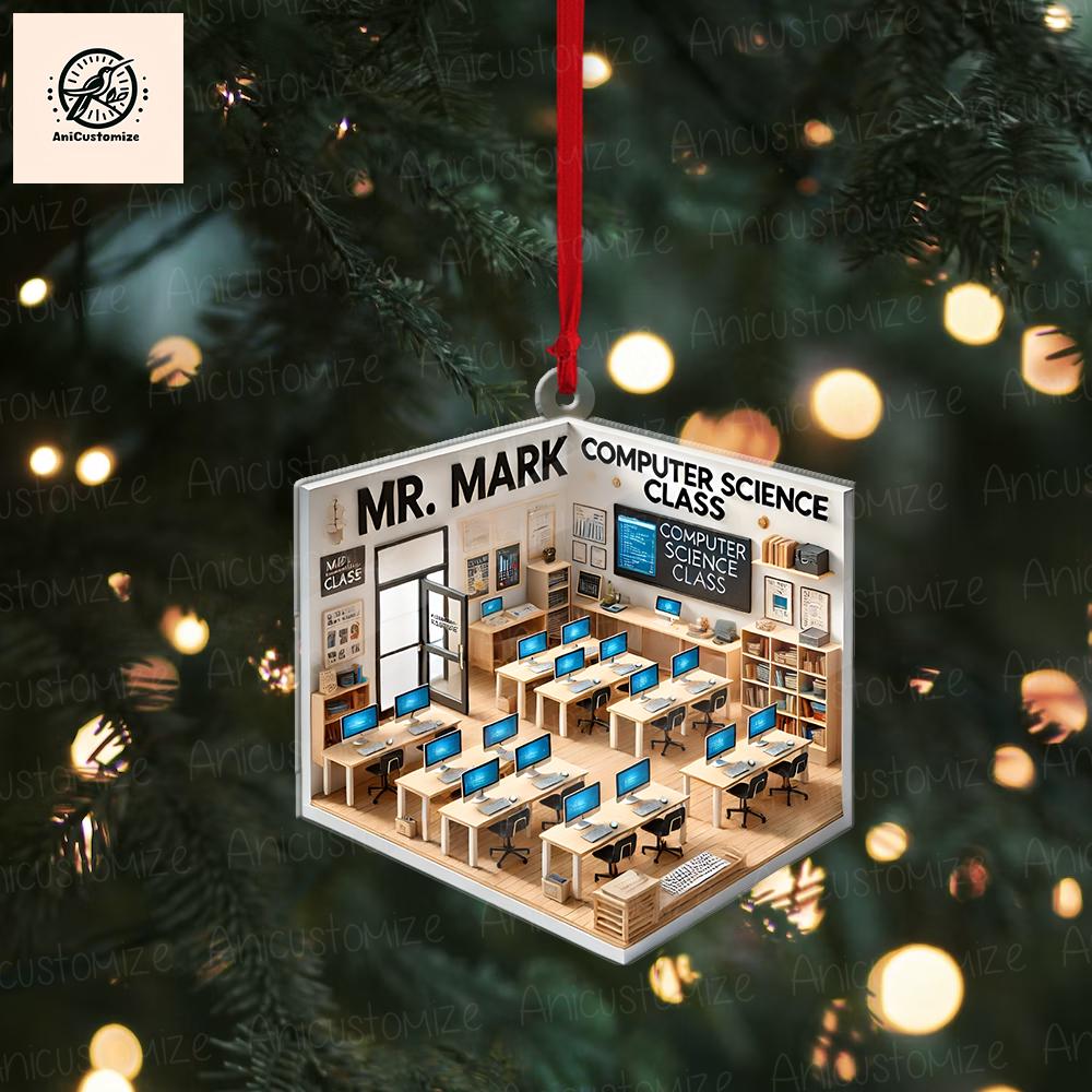 Personalized Computer Science Class 2D FLAT Ornament, CS teacher Gift, CS Class Keepsake, Christmas 2024 Decor, Xmas Teacher Gift,Coder Gift